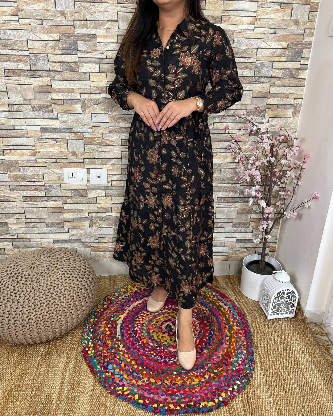 Heerat Muslin Long Gown - The Jaipur Studio