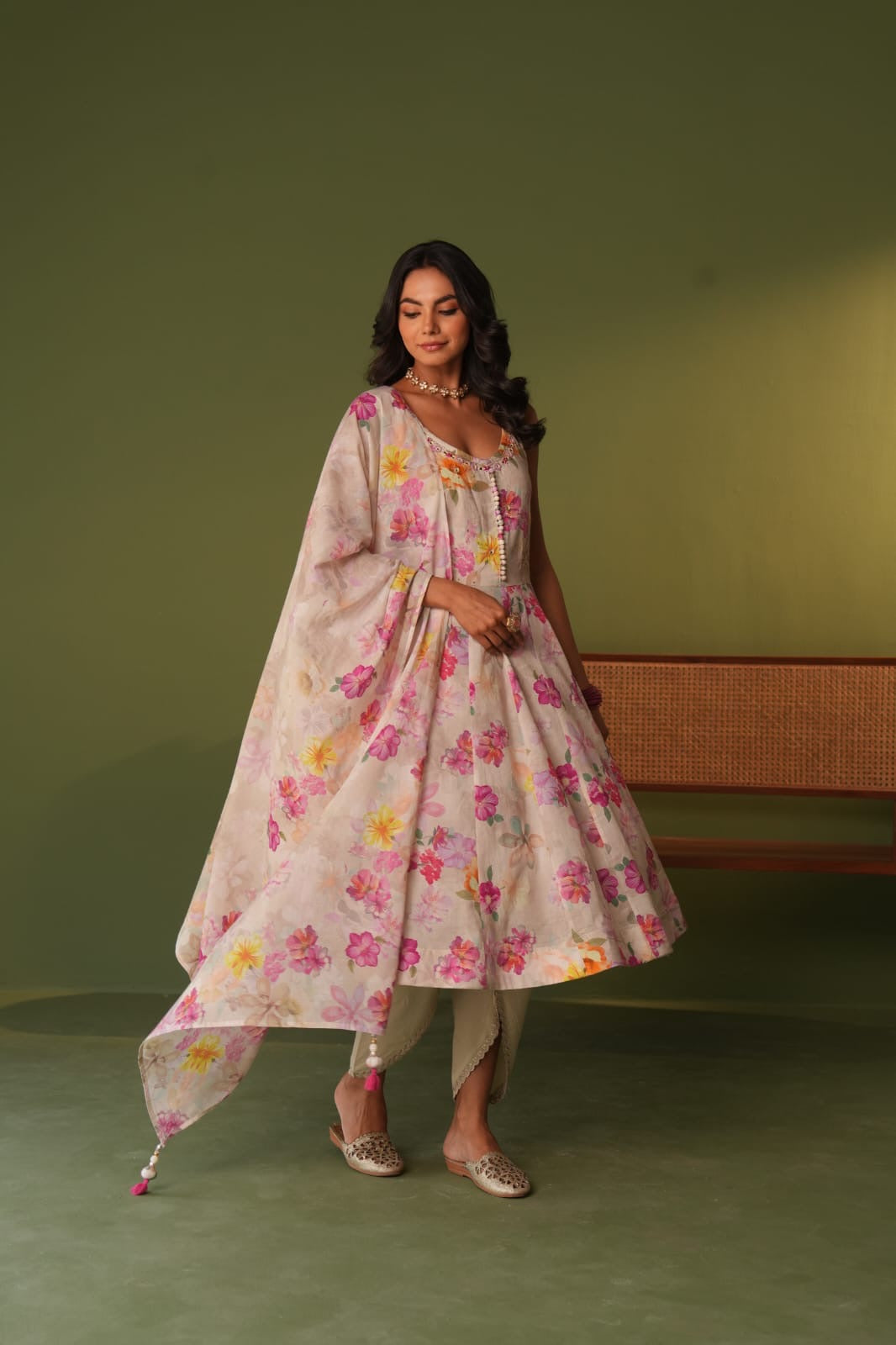 Premium Mul Cotton Floral HandEmbroidered Tulip Pant Set - The Jaipur Studio