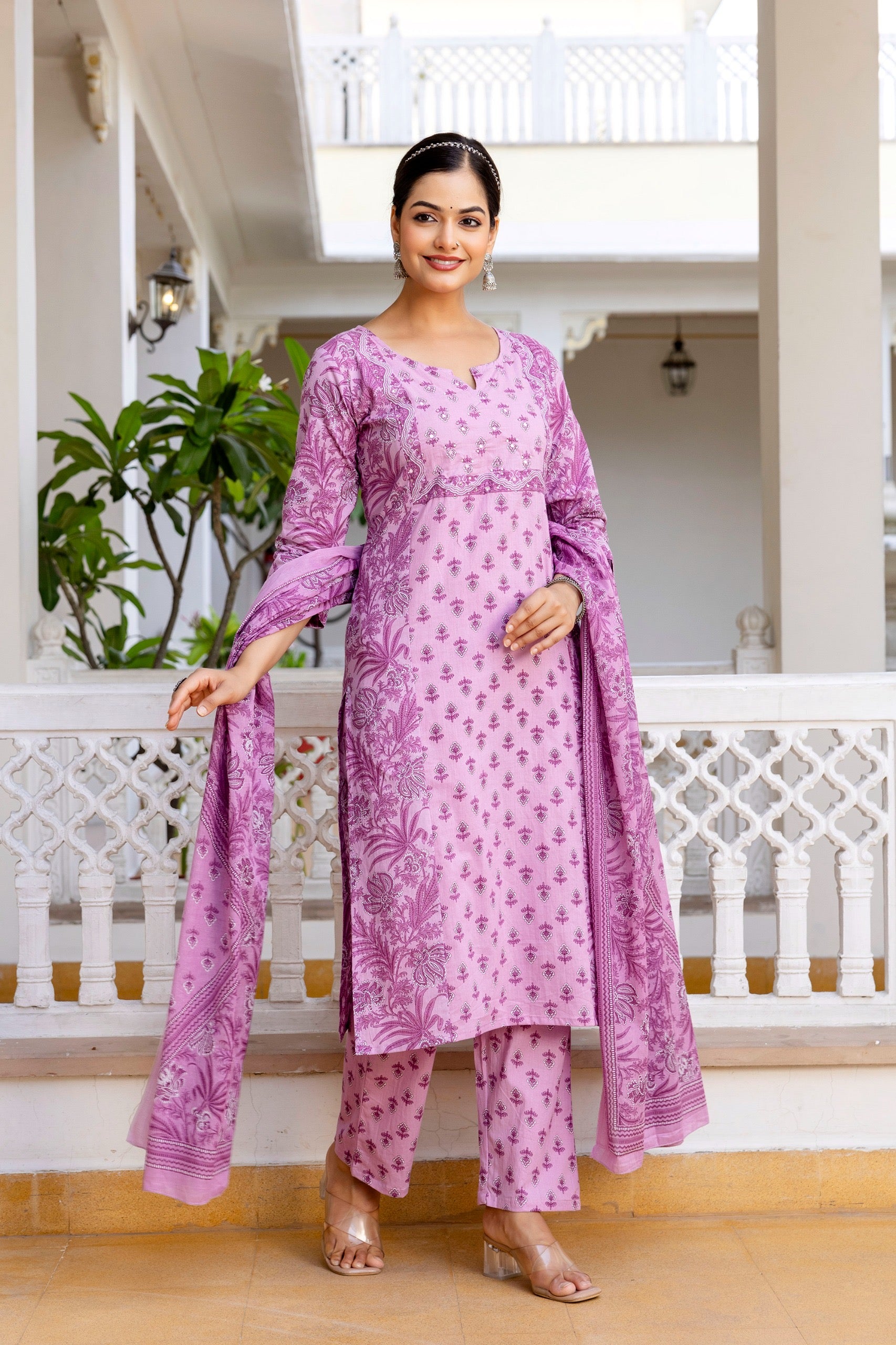 Jaipuri Cotton Embroidered Pant Set - The Jaipur Studio