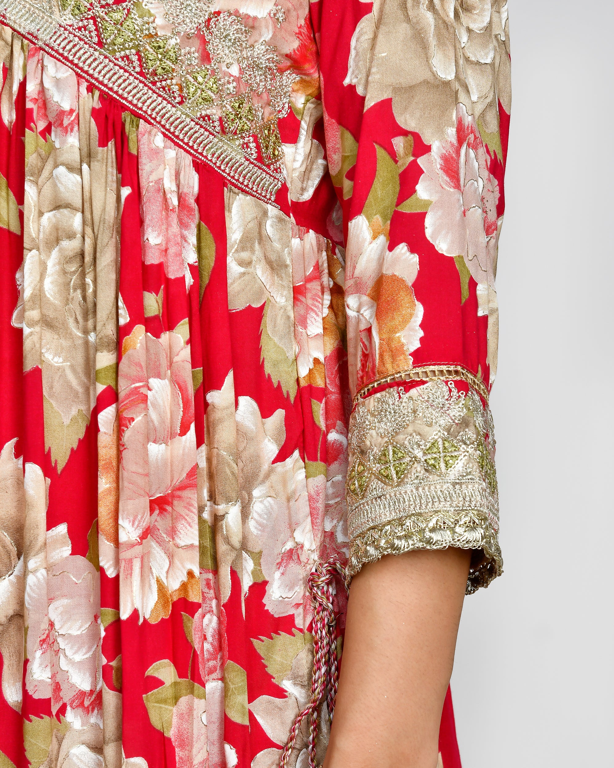 Jashn Special Muslin Floral Alia Style Pant Set with Potli - The Jaipur Studio