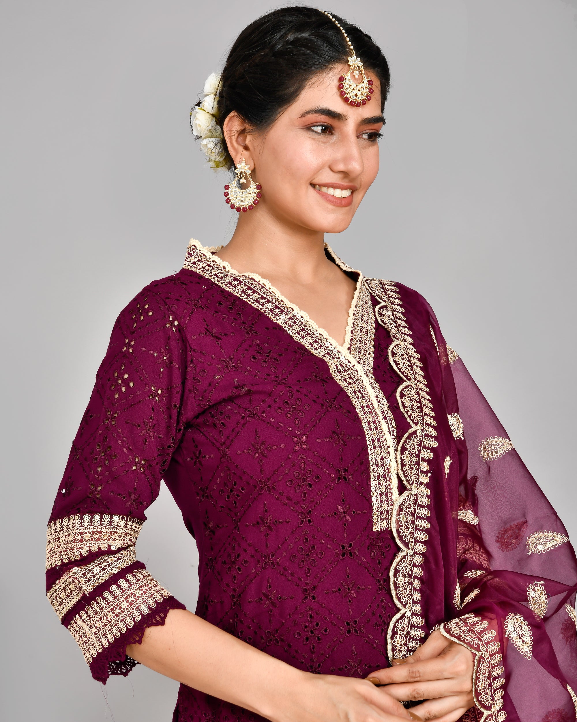 Rayon Sciffili Embroidered Afgani Set - The Jaipur Studio