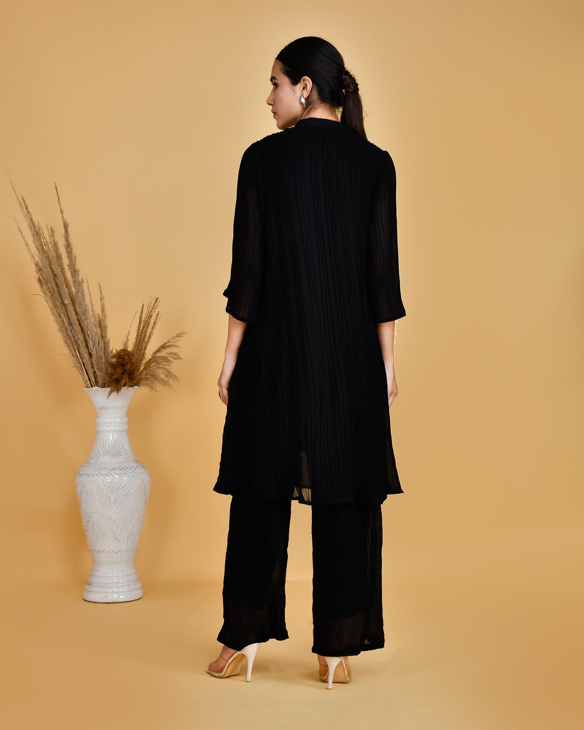 Gabe Black Chiffon Coord Set - The Jaipur Studio