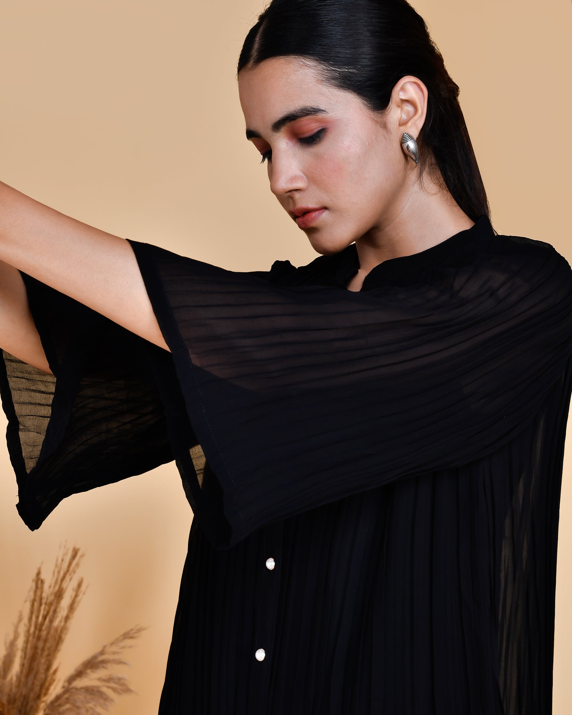 Gabe Black Chiffon Coord Set - The Jaipur Studio
