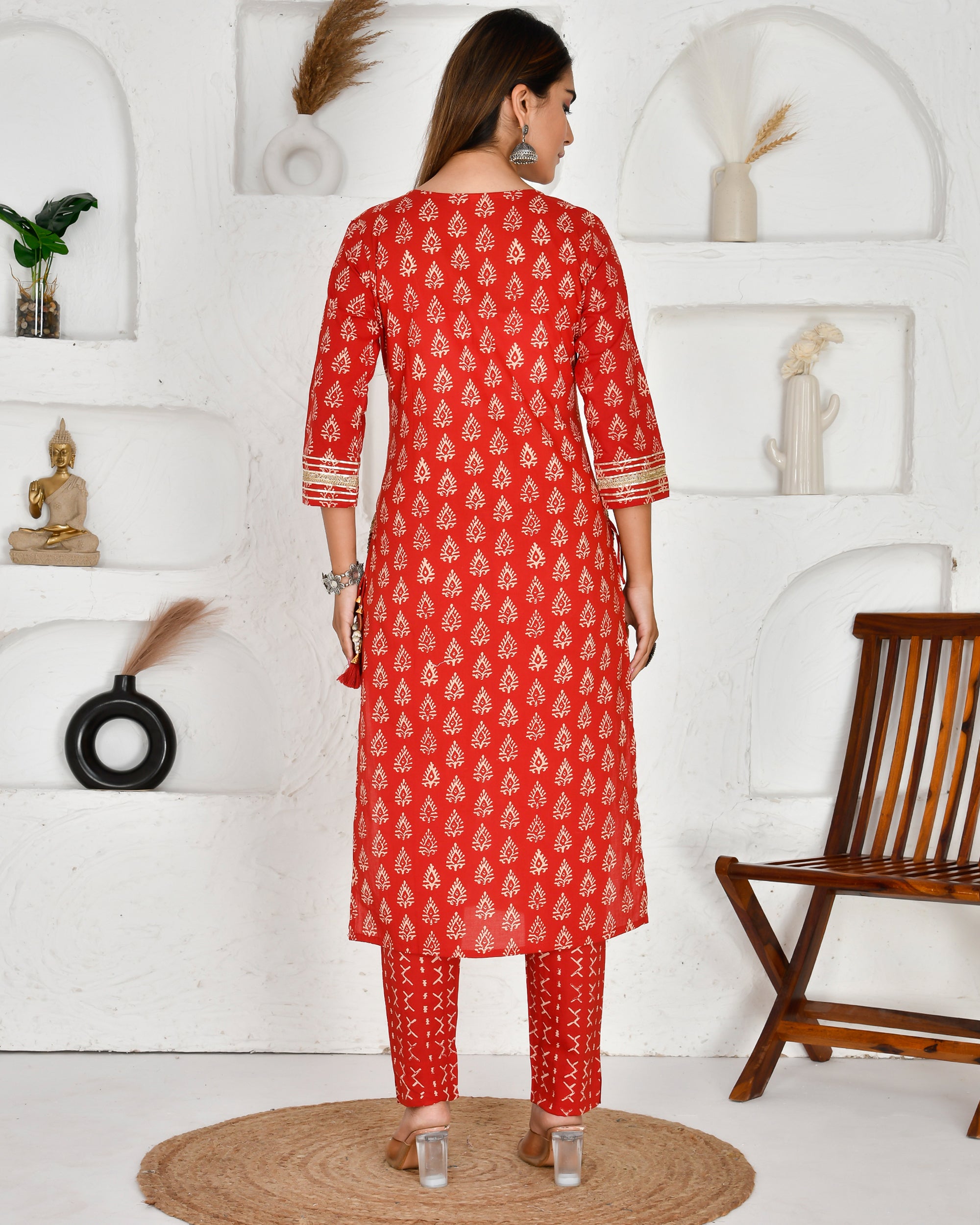 Jaipuri Cotton Zari Embroidered Pant Set - The Jaipur Studio