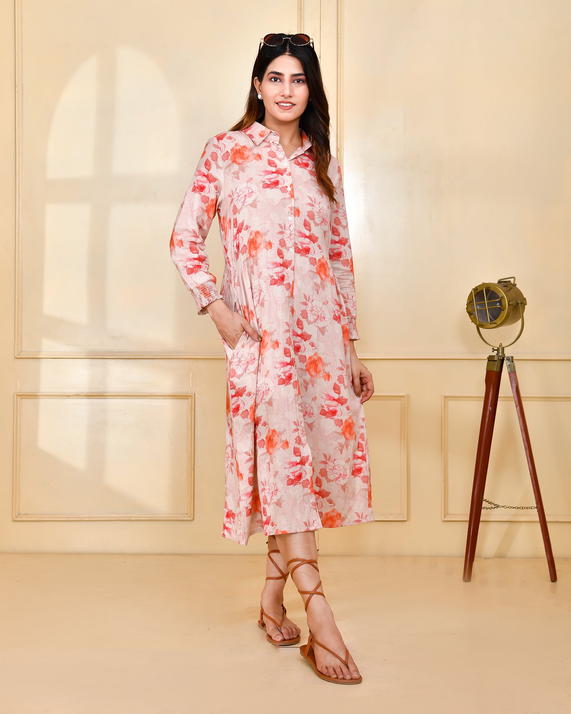 Floral Cotton Long Dress - The Jaipur Studio