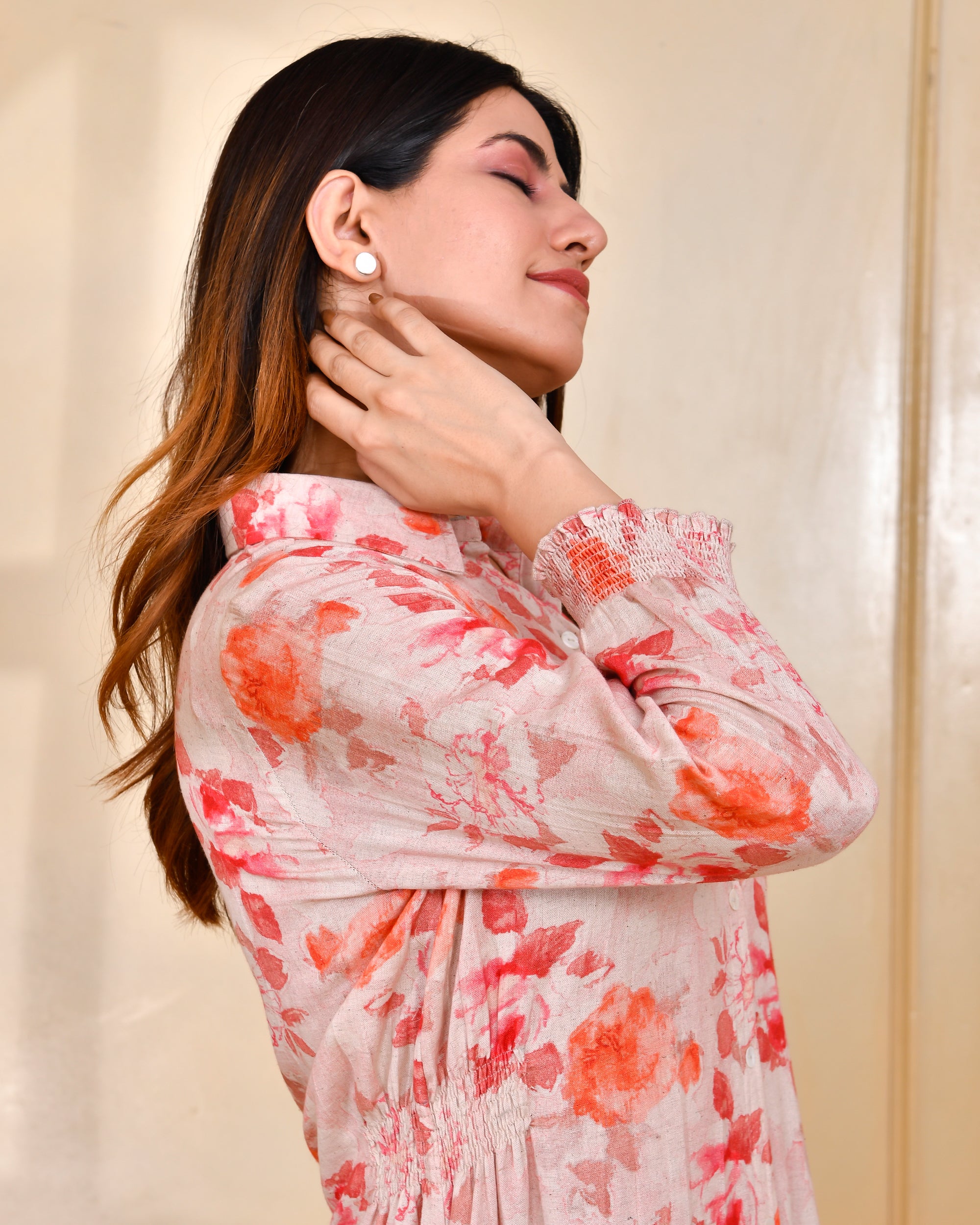 Floral Cotton Long Dress - The Jaipur Studio