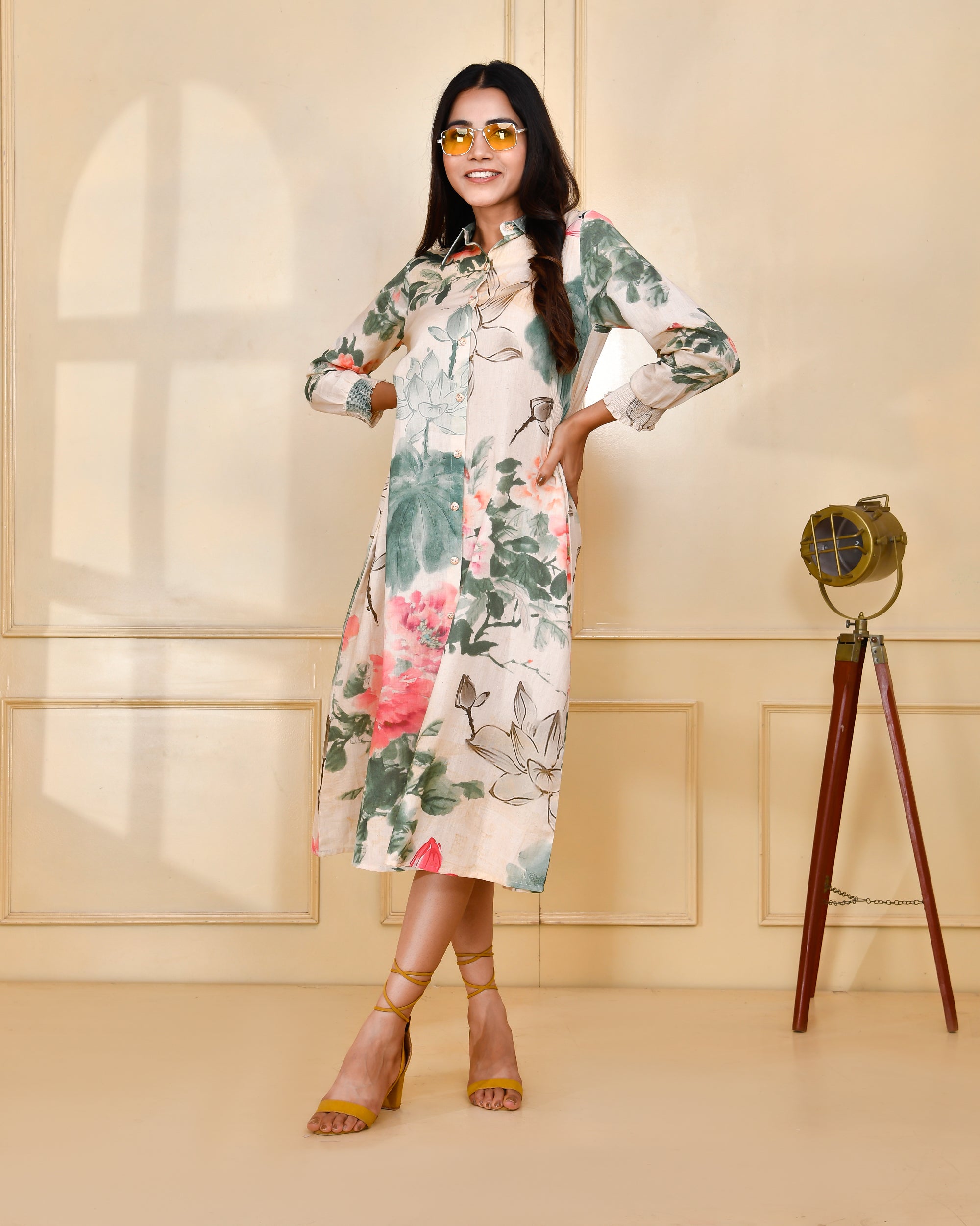 Floral Cotton Long Dress - The Jaipur Studio