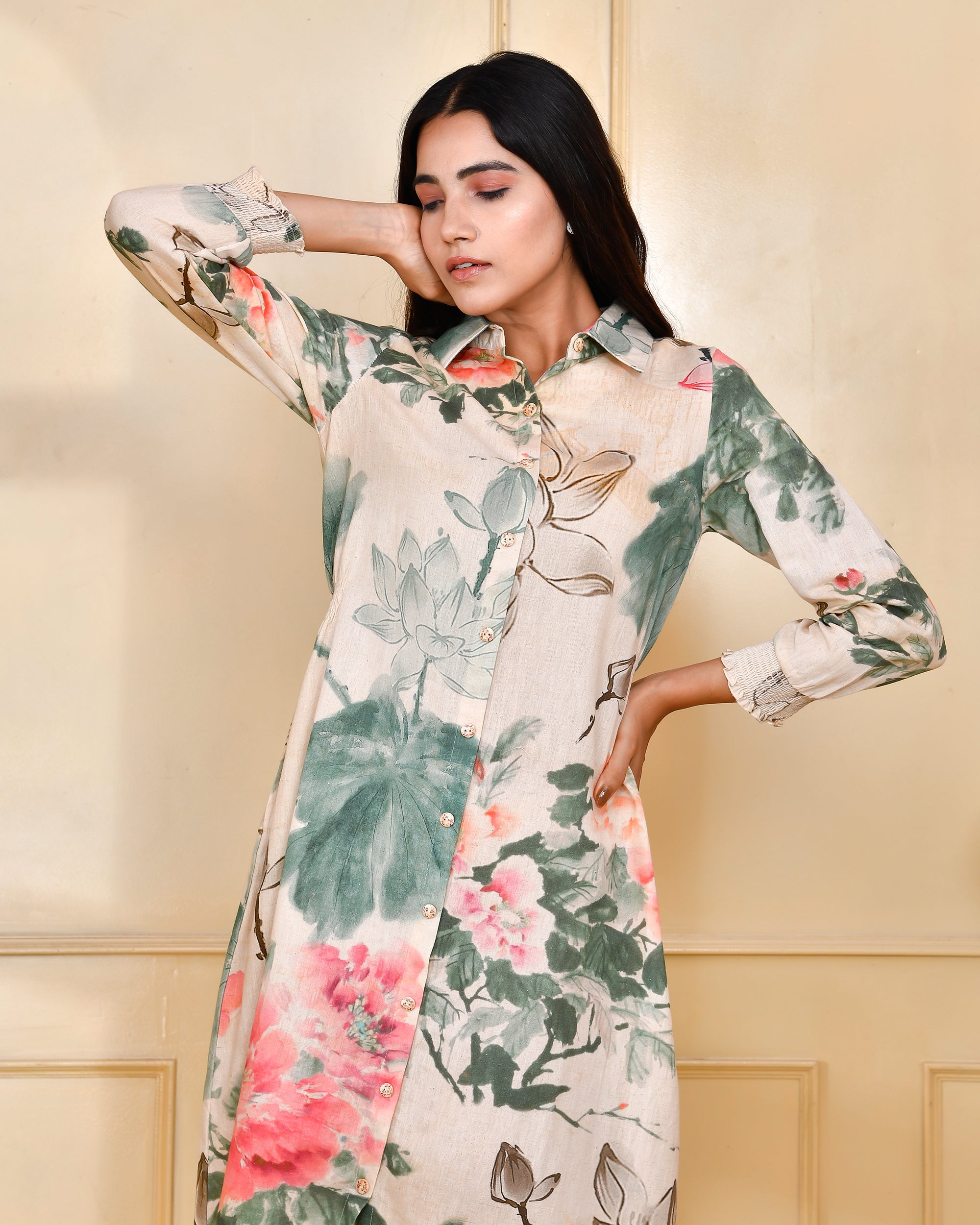 Floral Cotton Long Dress - The Jaipur Studio