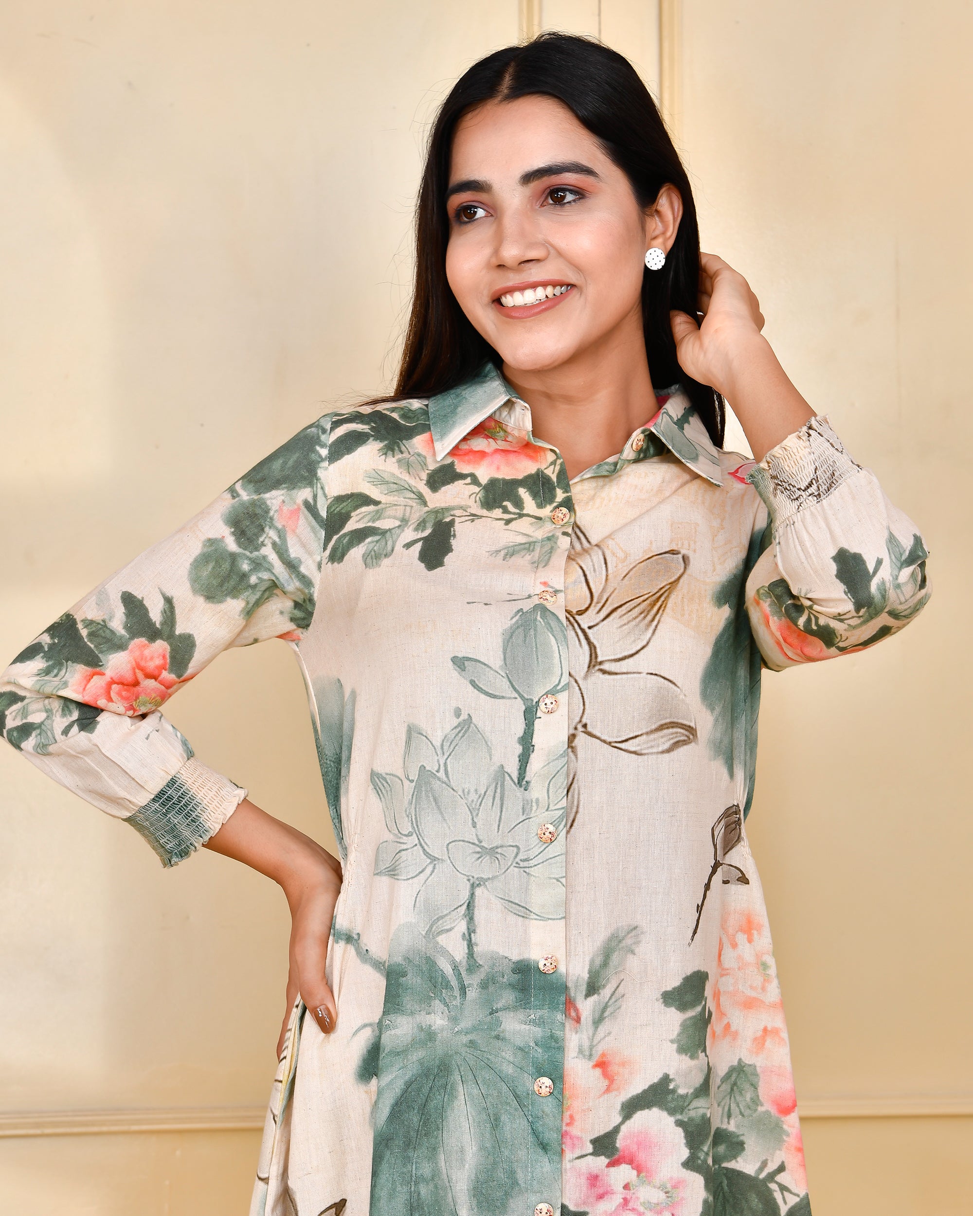 Floral Cotton Long Dress - The Jaipur Studio