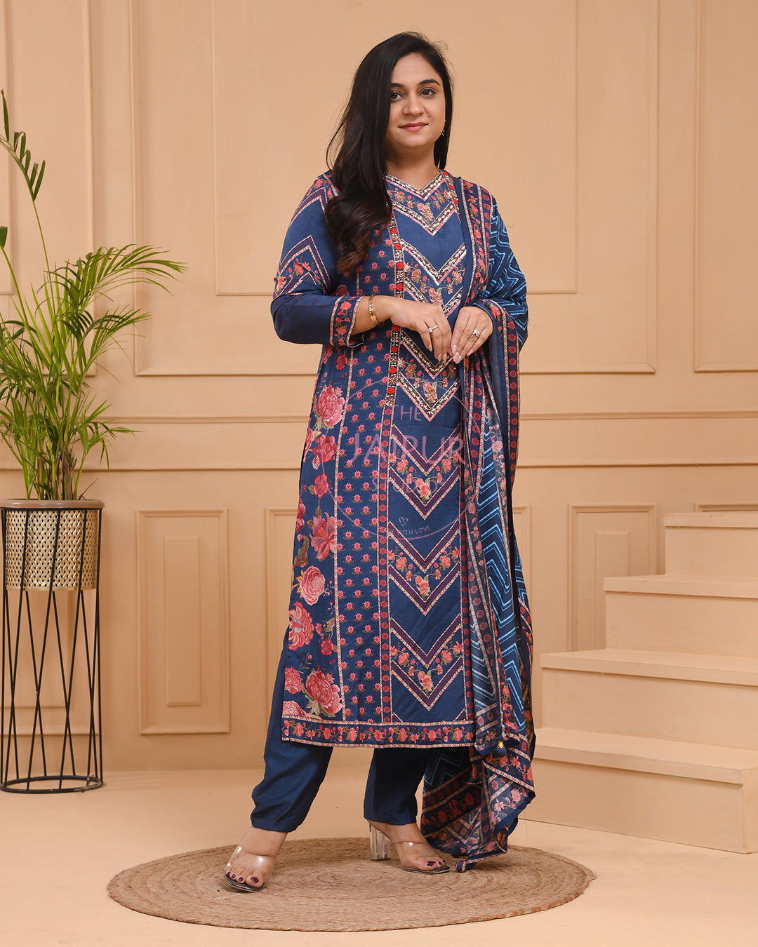 Premium Muslin HandEmbroidered Pant Set - The Jaipur Studio
