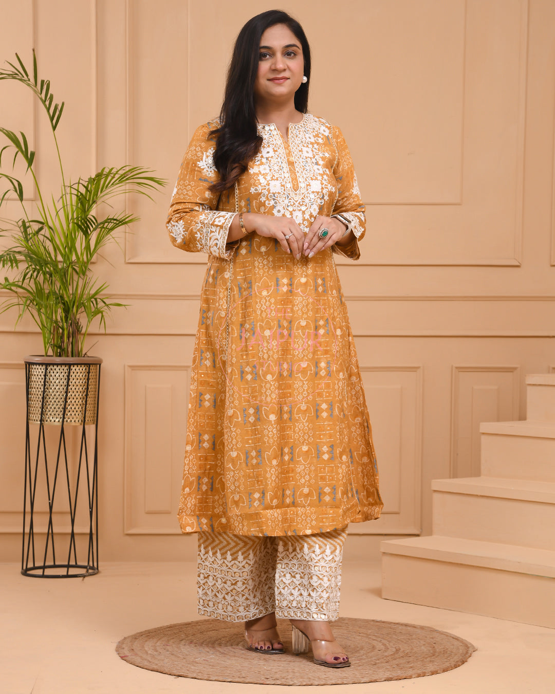 Maisha Muslin Thread Embroidered Plazo Set - The Jaipur Studio
