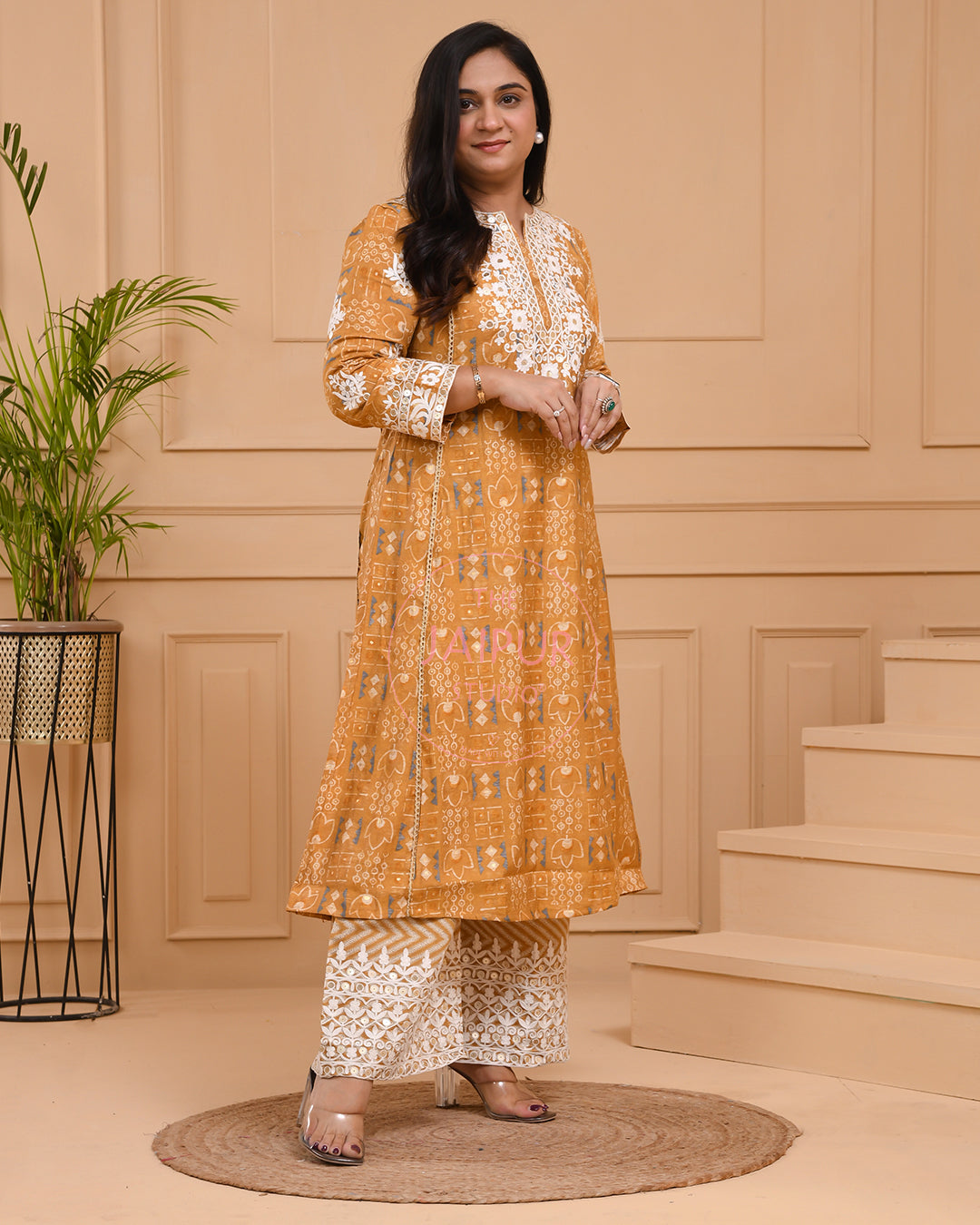 Maisha Muslin Thread Embroidered Plazo Set - The Jaipur Studio