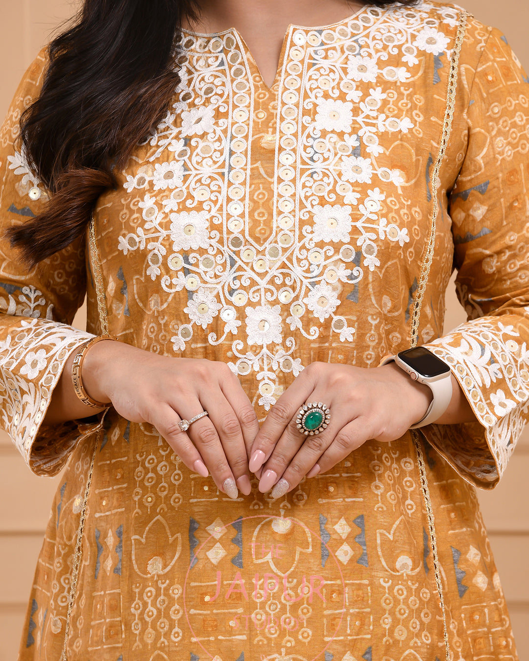 Maisha Muslin Thread Embroidered Plazo Set - The Jaipur Studio