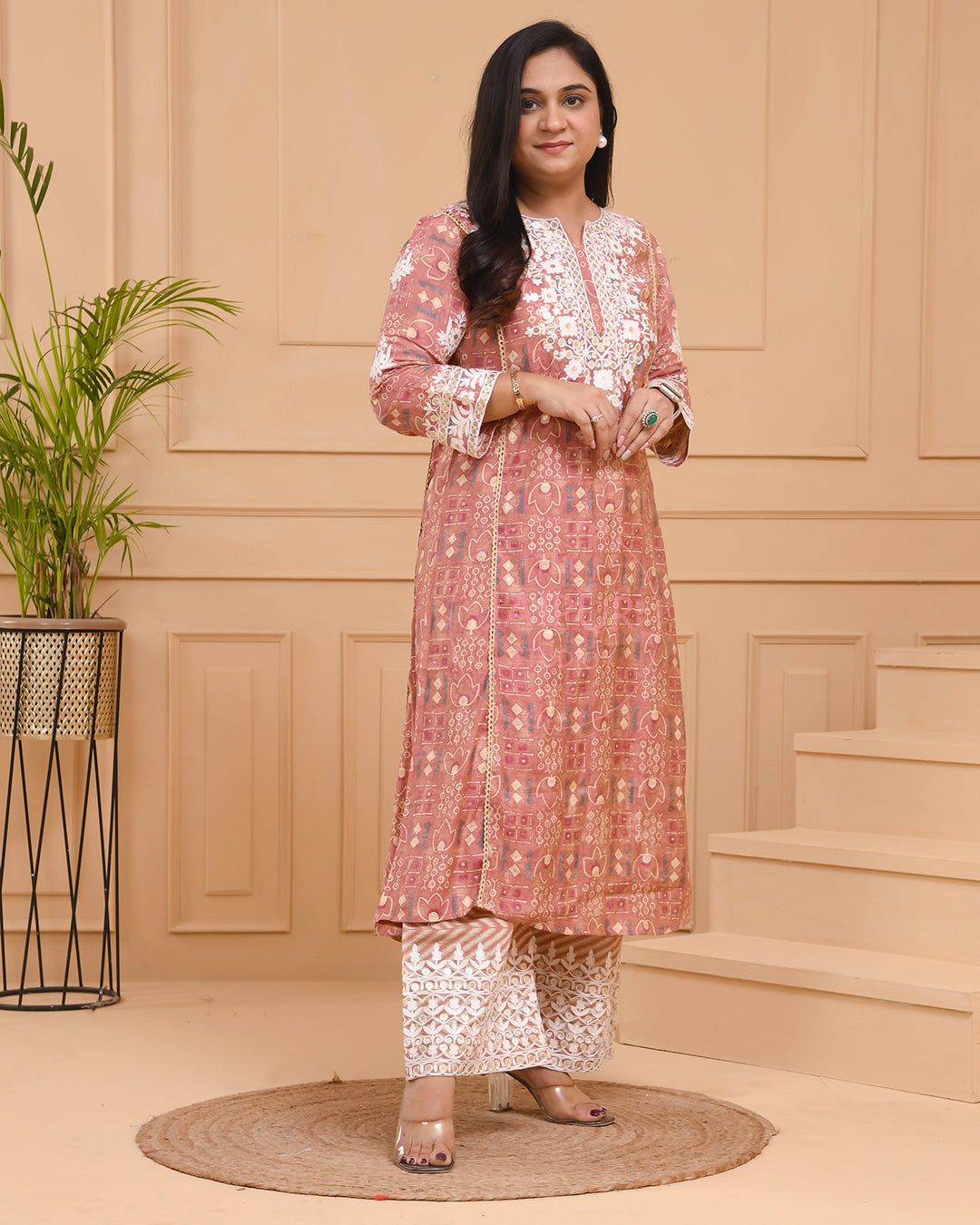 Maisha Muslin Thread Embroidered Plazo Set - The Jaipur Studio
