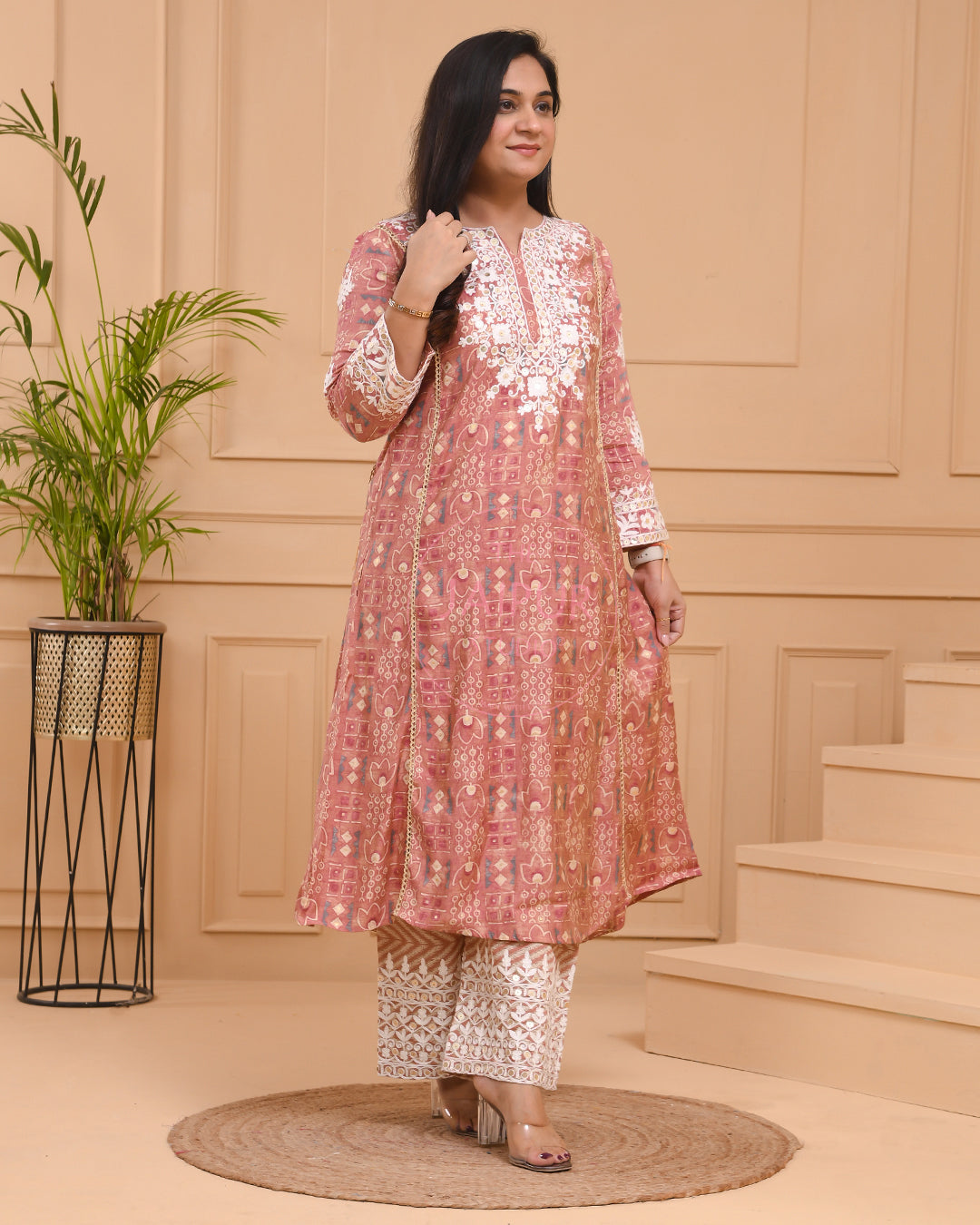 Maisha Muslin Thread Embroidered Plazo Set - The Jaipur Studio