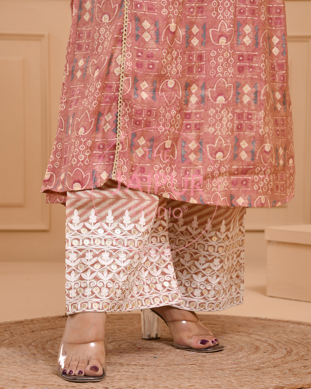 Maisha Muslin Thread Embroidered Plazo Set - The Jaipur Studio