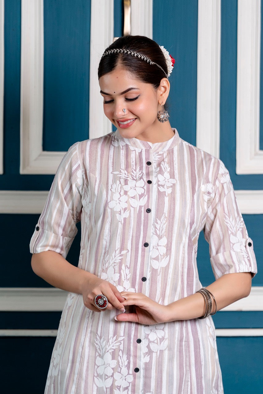 Cotton Floral Cotton A-line Coord set - The Jaipur Studio