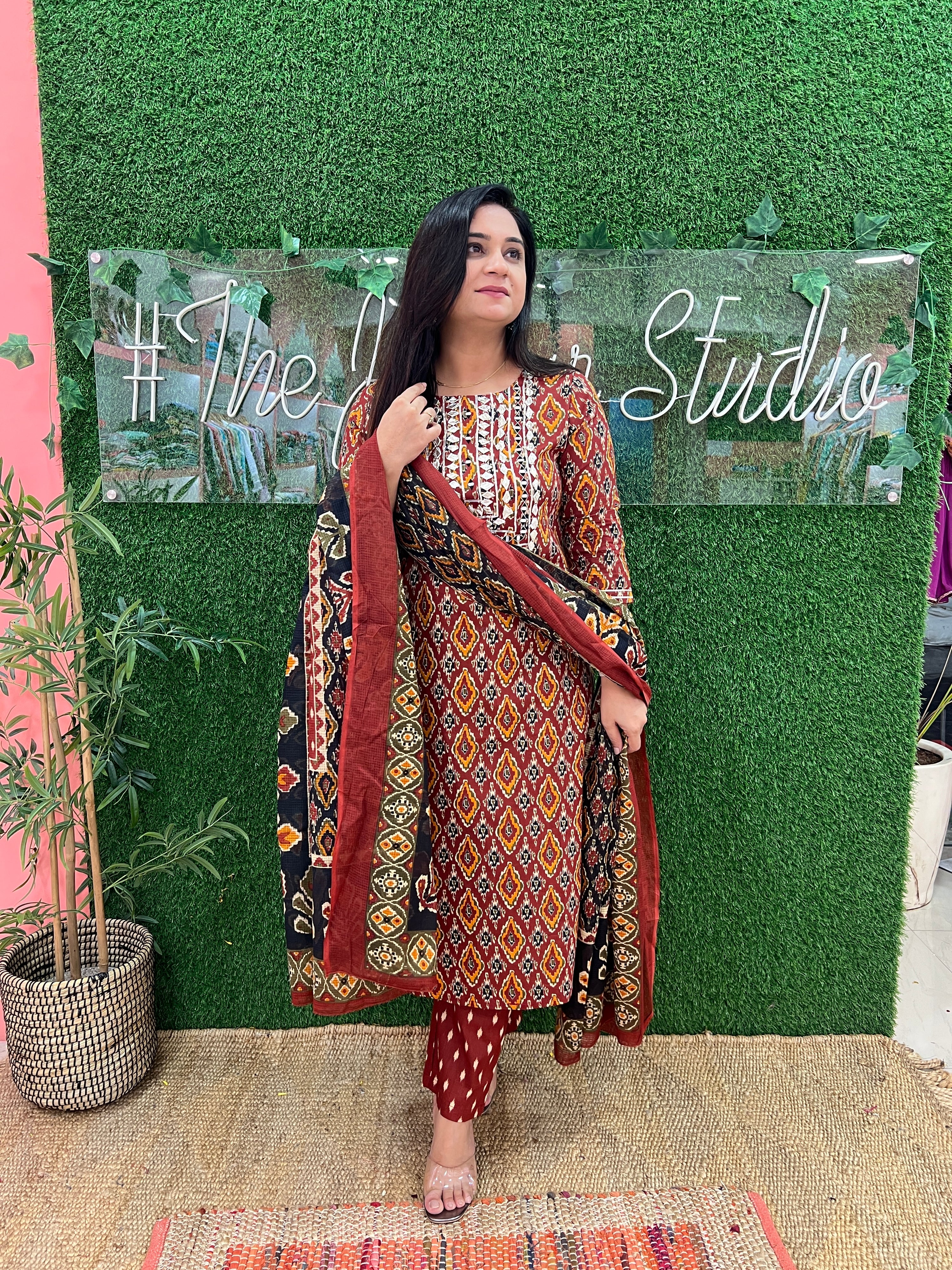 Beautiful cotton Ikkat print Pant Set - The Jaipur Studio