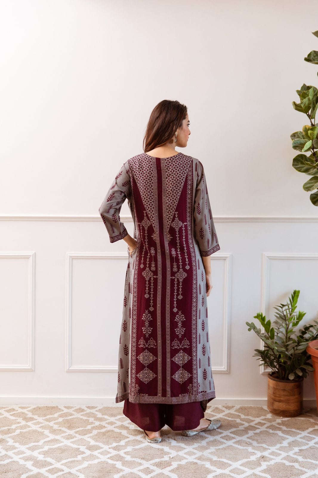 Taara Rayon A-line Handembroidered Plazo Set with Pocket - The Jaipur Studio