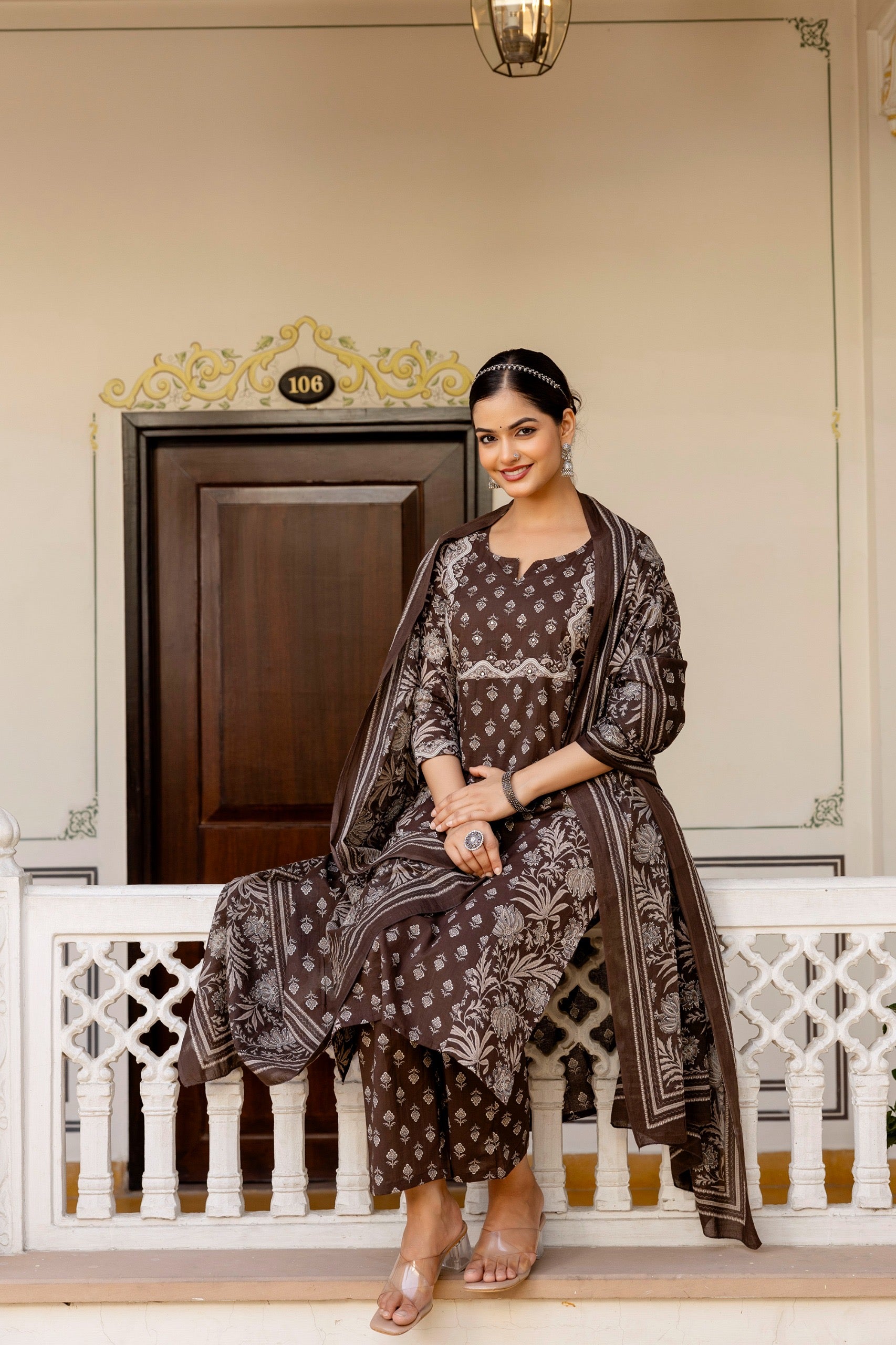Jaipuri Cotton Embroidered Pant Set - The Jaipur Studio