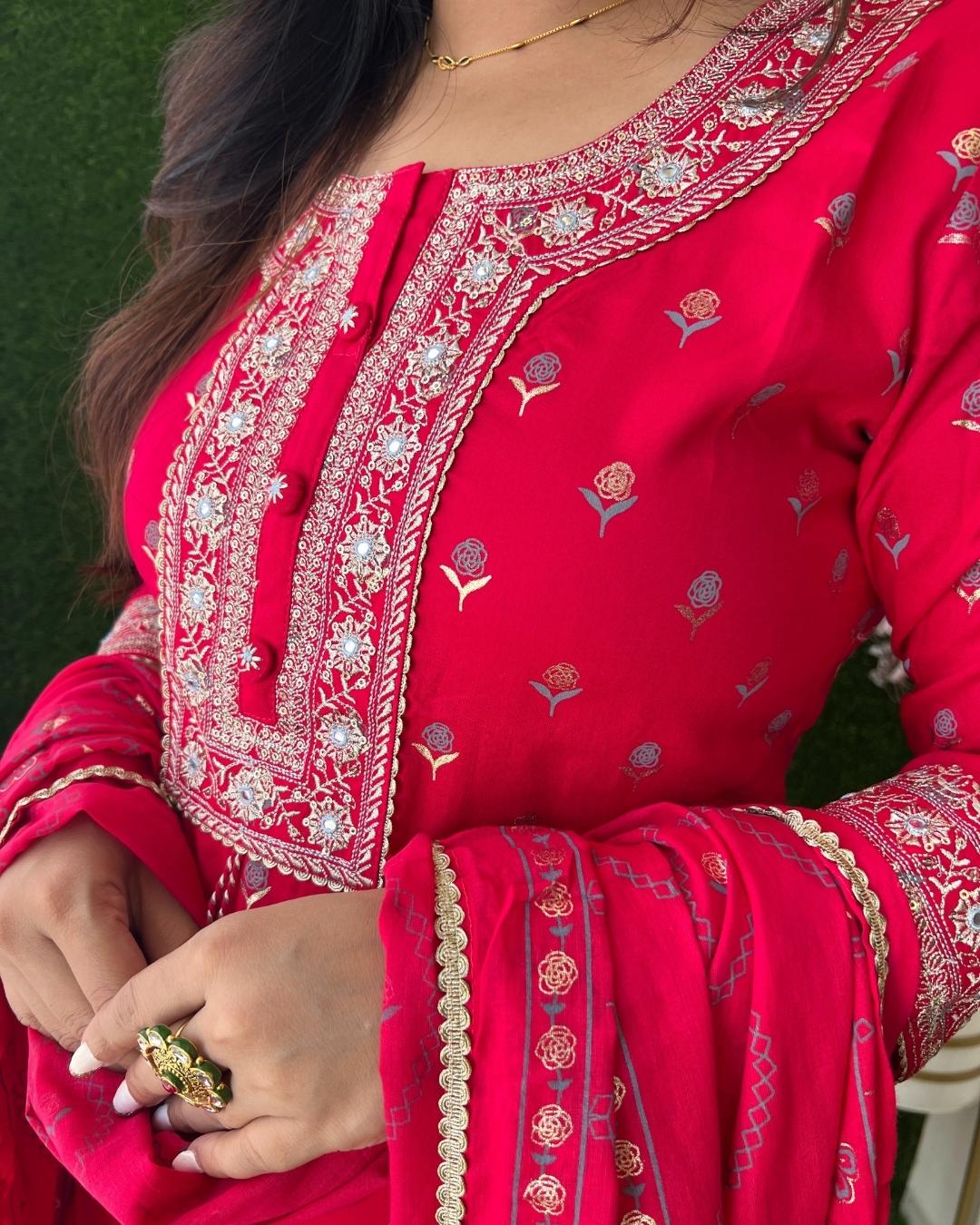 Rayon Embroidered Pant Set no - The Jaipur Studio