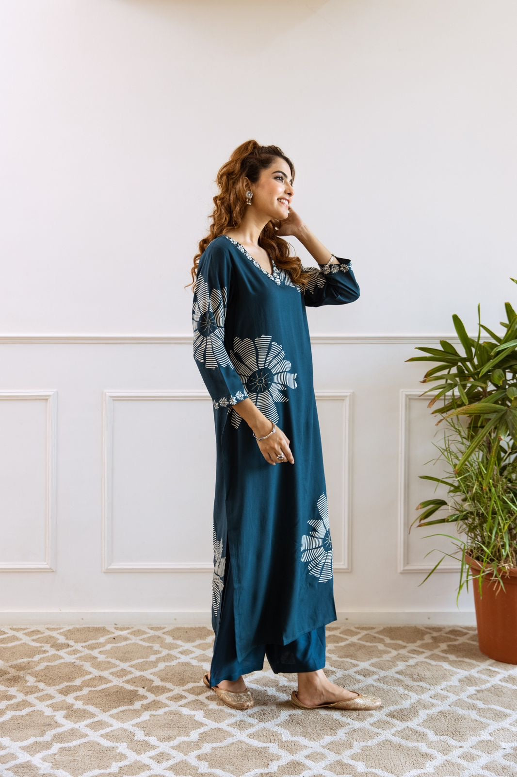 Tansi Rayon Embroidered Plazo Set - The Jaipur Studio