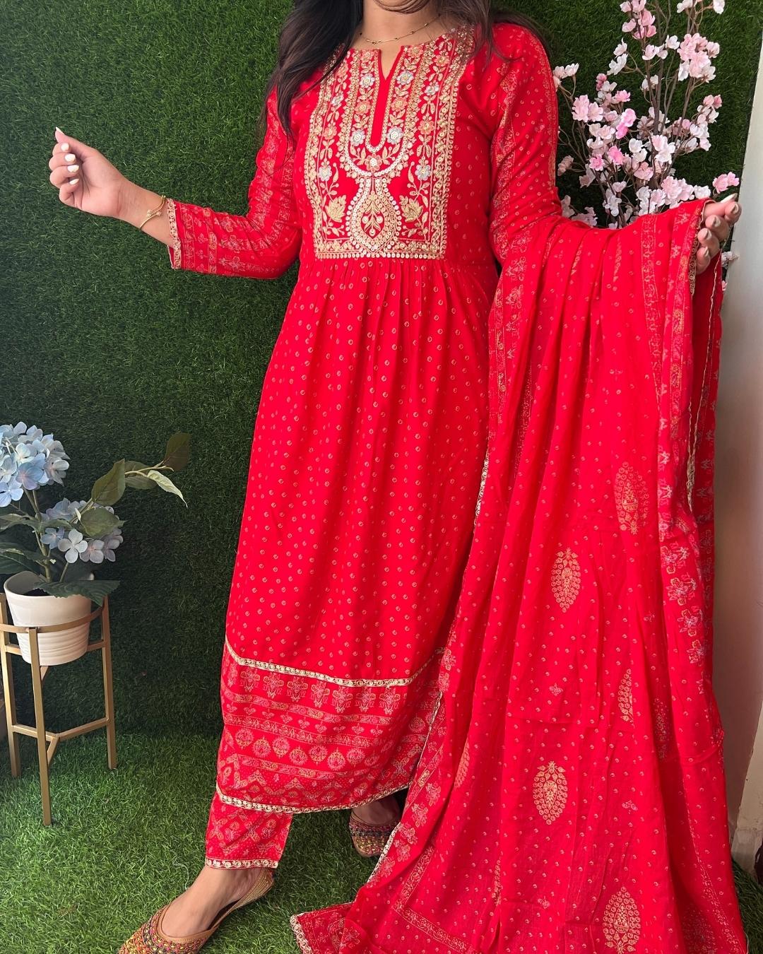 Rayon Embroidered Nyra Cut Pant Set - The Jaipur Studio