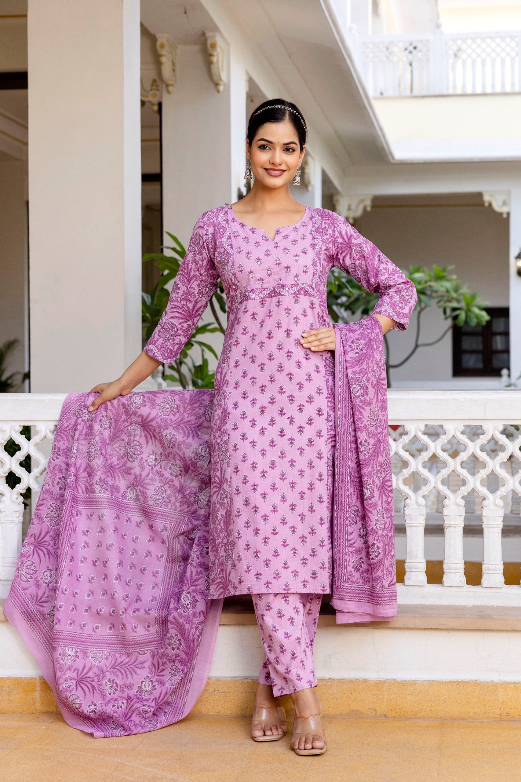 Jaipuri Cotton Embroidered Pant Set - The Jaipur Studio