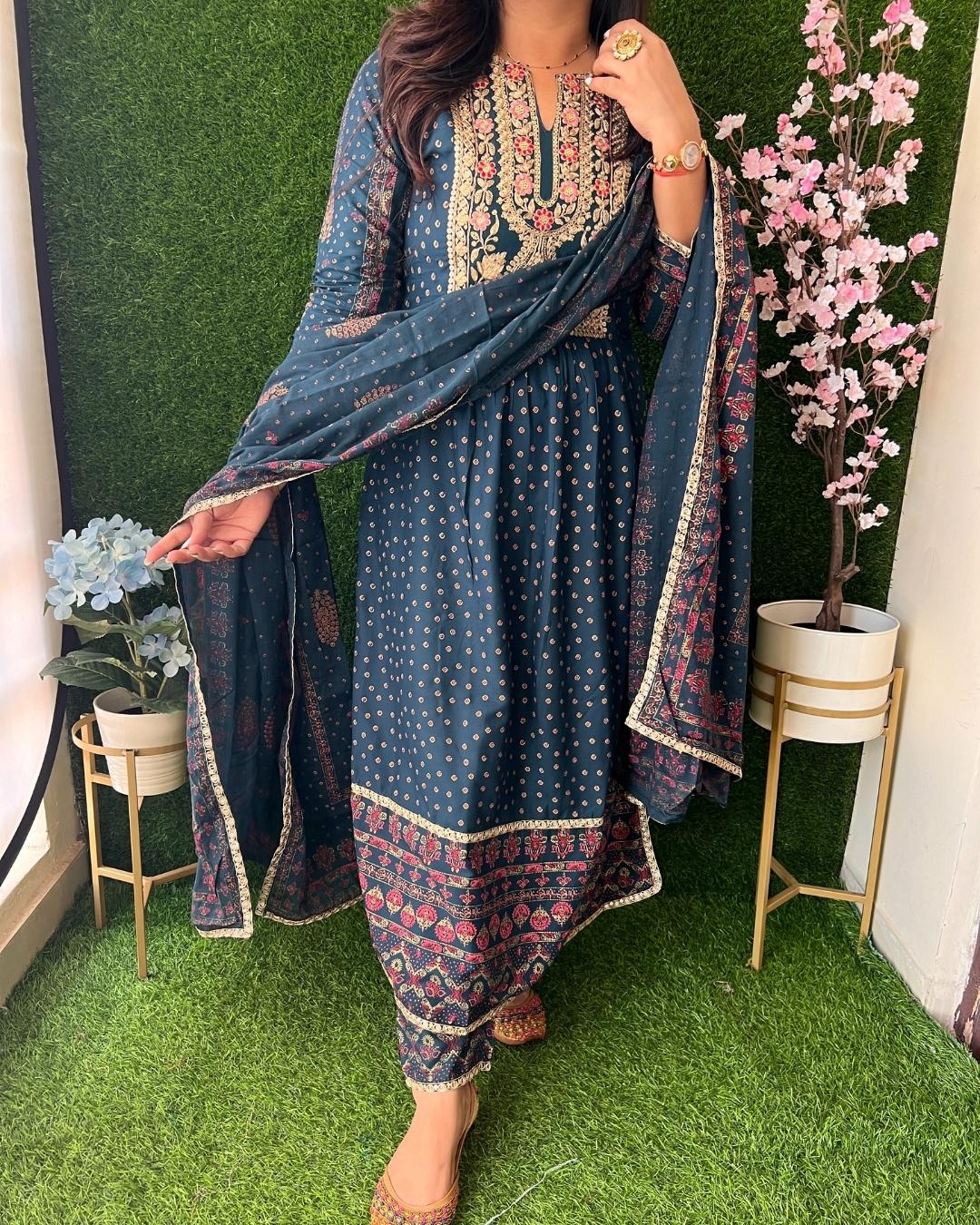 Rayon Embroidered Nyra Cut Pant Set - The Jaipur Studio