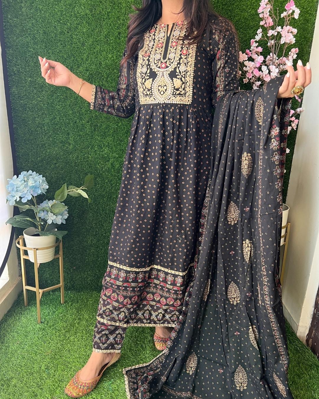 Rayon Embroidered Nyra Cut Pant Set - The Jaipur Studio