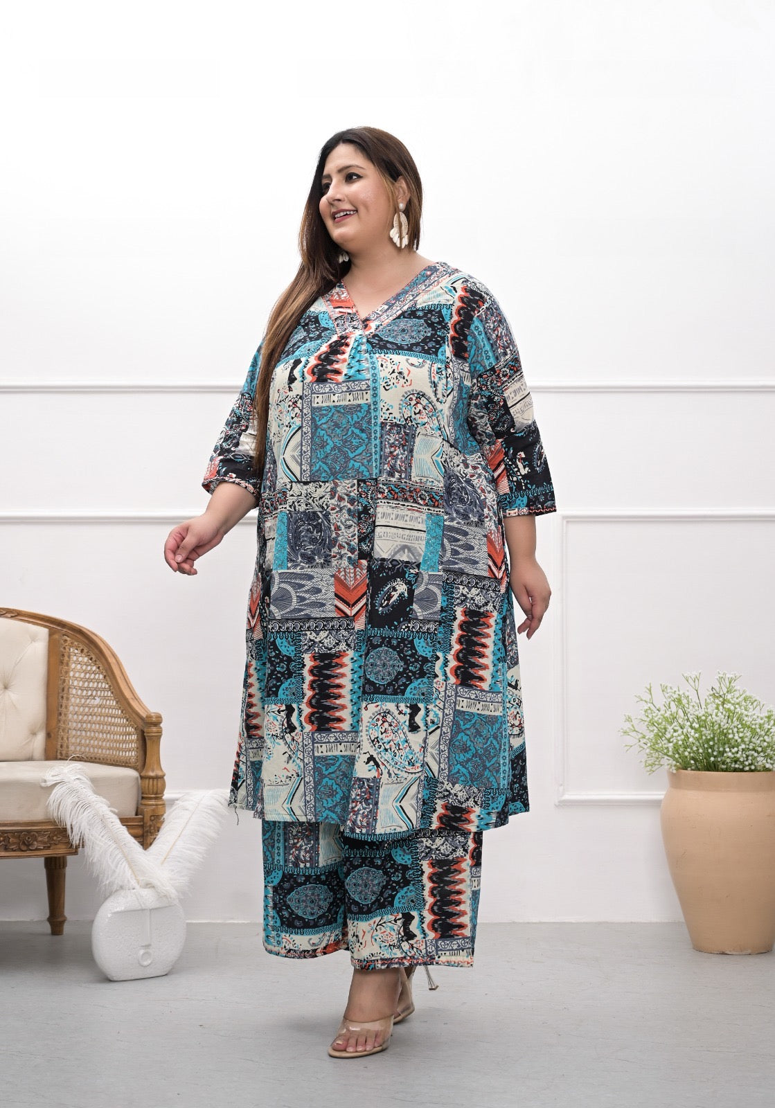 Plus Size Cotton A-line Coord Set - The Jaipur Studio