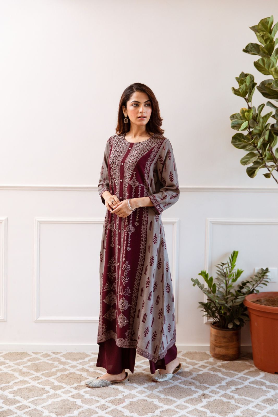 Taara Rayon A-line Handembroidered Plazo Set with Pocket - The Jaipur Studio