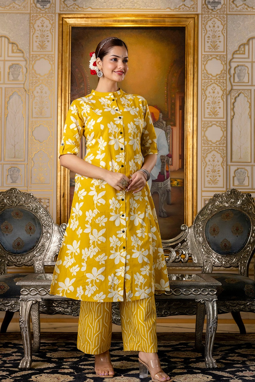 Cotton Floral Cotton A-line Coord set - The Jaipur Studio