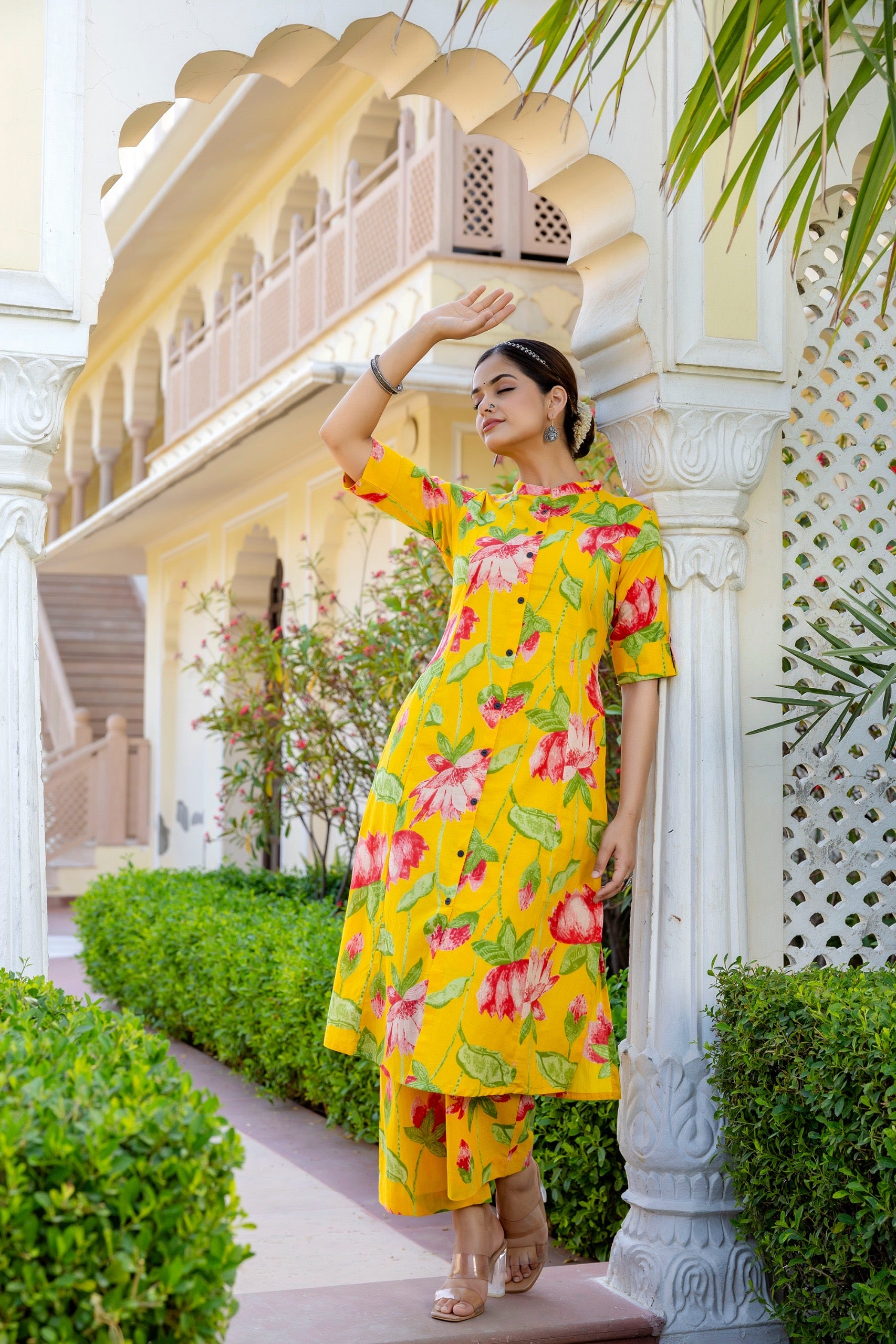 Srujana Floral Summerish A-line Coord Set - The Jaipur Studio