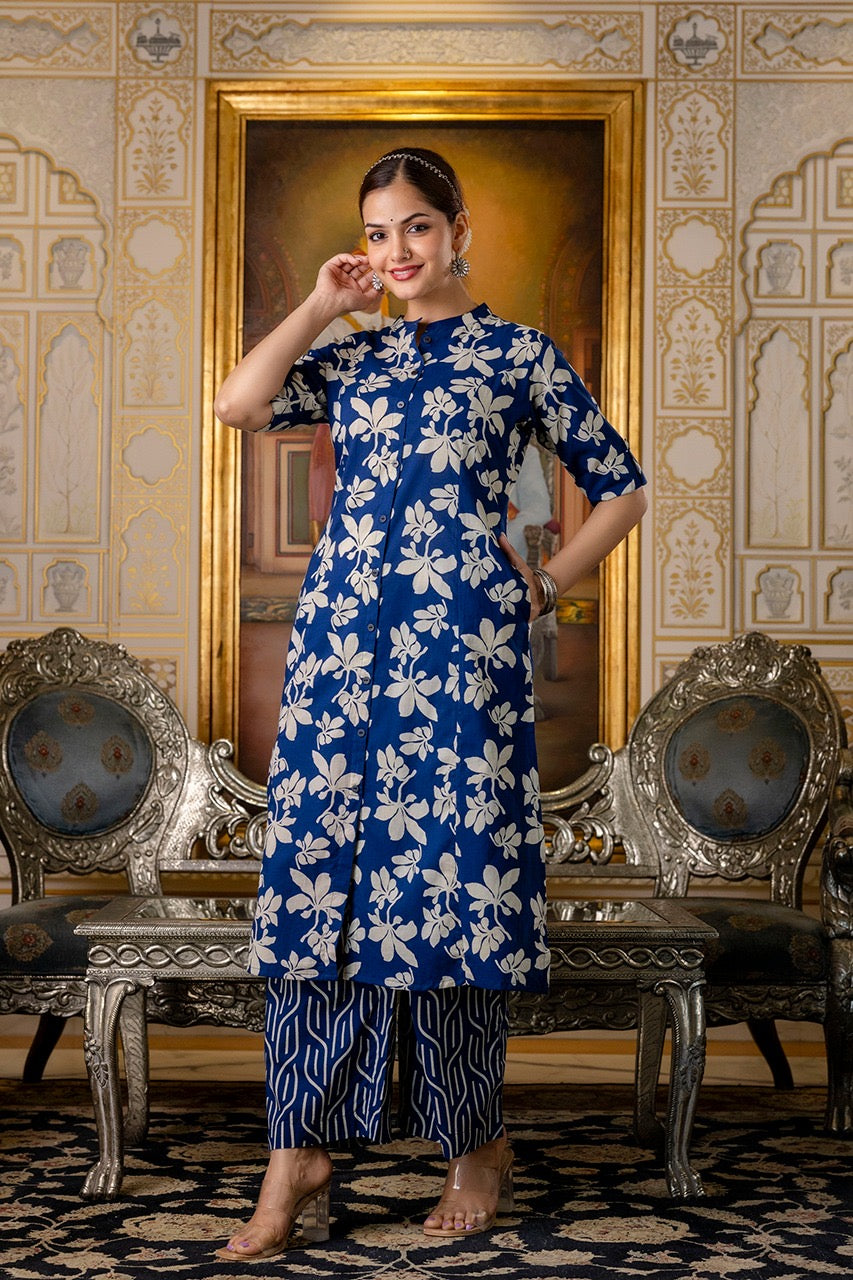 Cotton Floral Cotton A-line Coord set - The Jaipur Studio