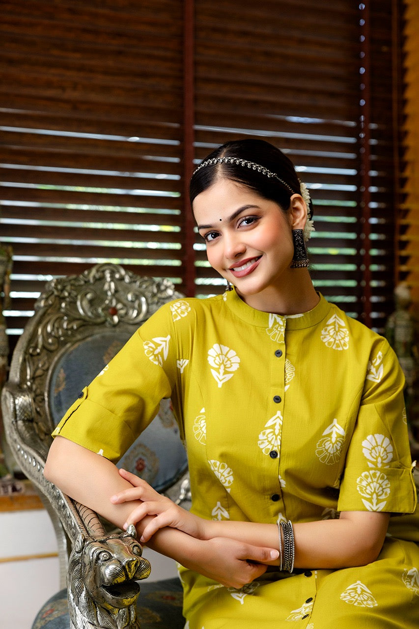 Cotton Floral Summerish A-line Coord Set - The Jaipur Studio