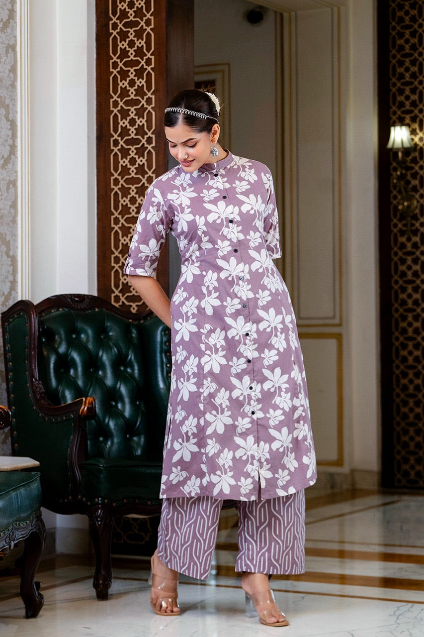 Cotton Floral Cotton A-line Coord set - The Jaipur Studio