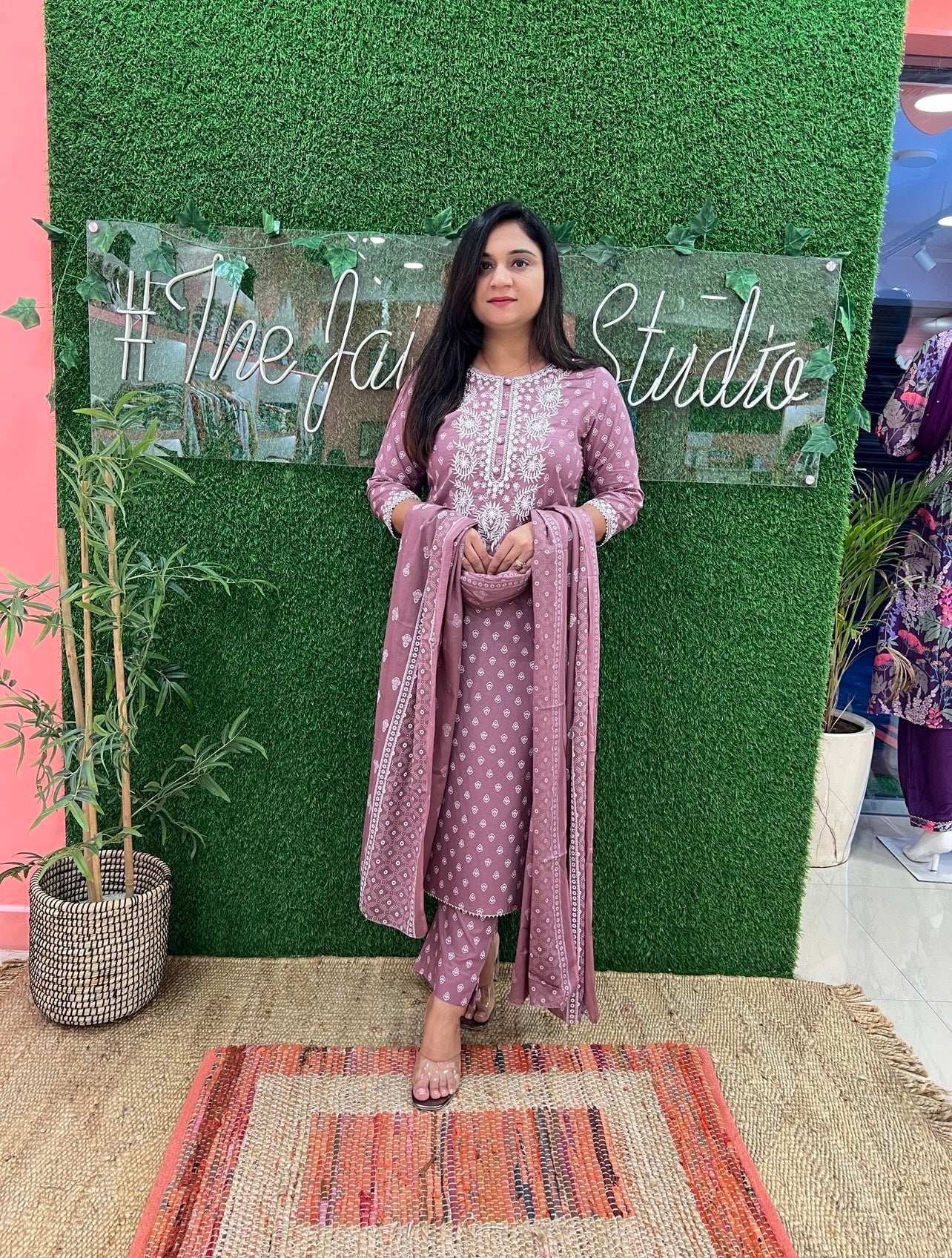 Meher Cotton Embroidered Pant set - The Jaipur Studio
