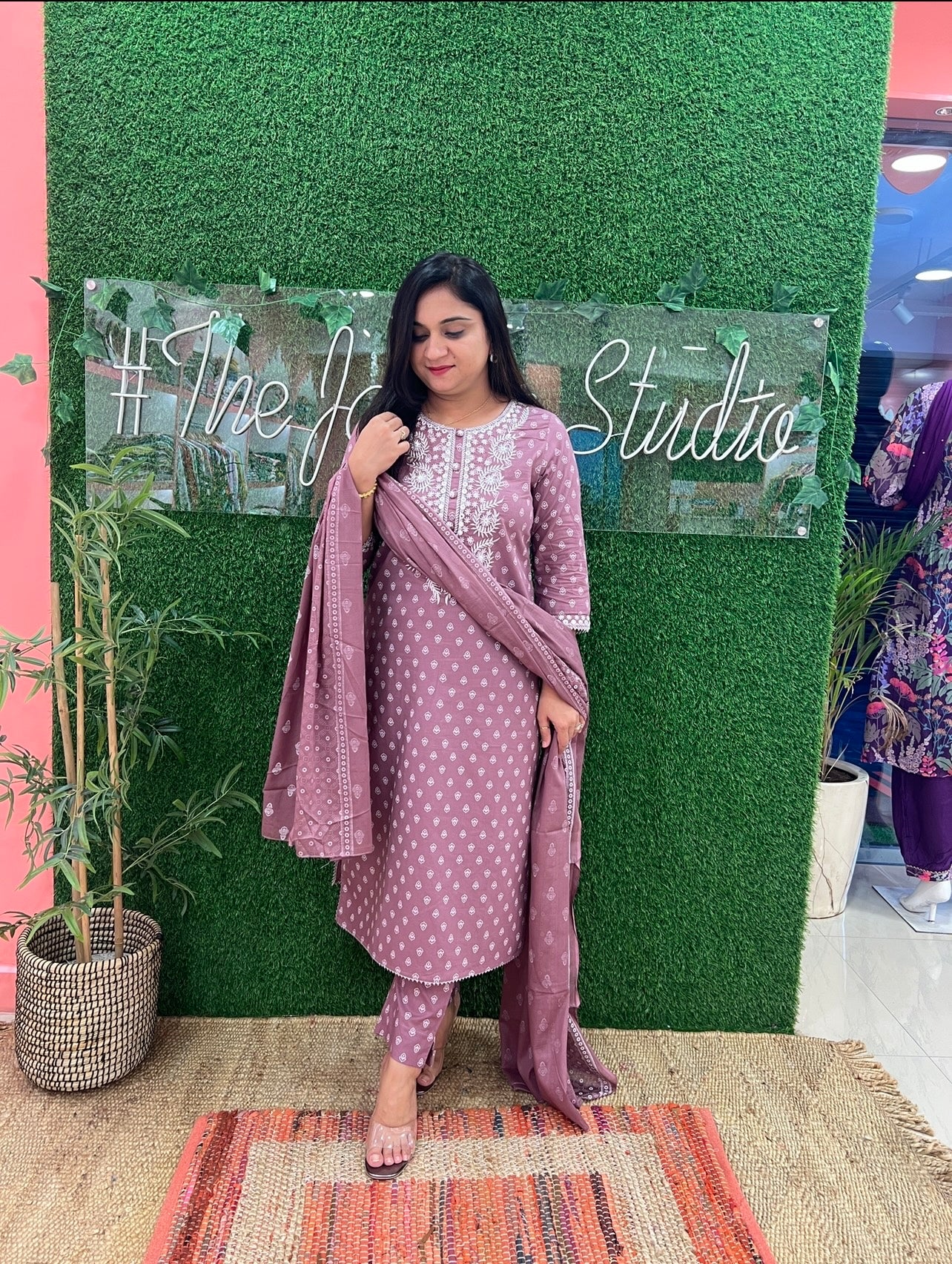 Meher Cotton Embroidered Pant set - The Jaipur Studio