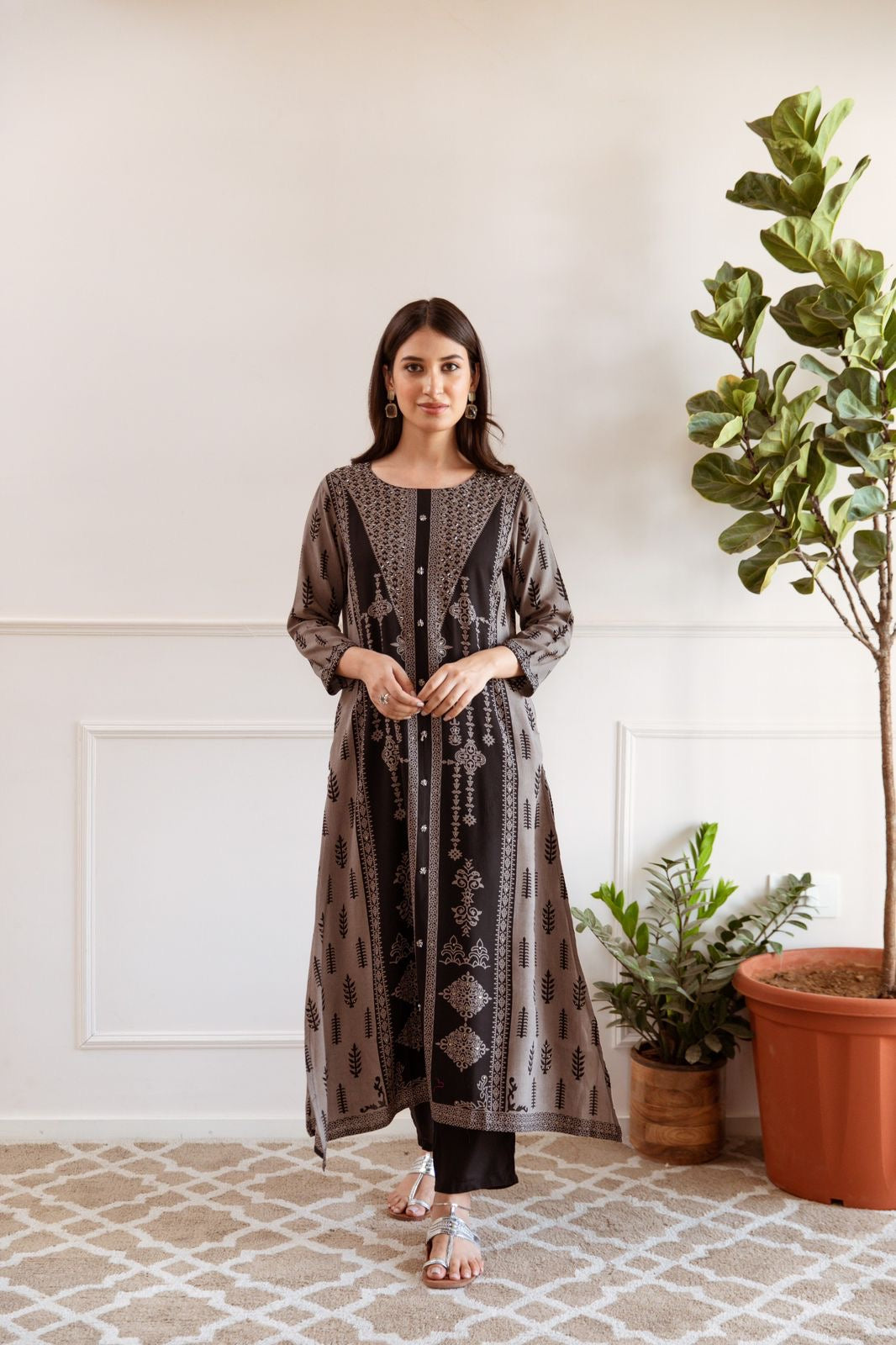 Taara Rayon A-line Handembroidered Plazo Set with Pocket - The Jaipur Studio