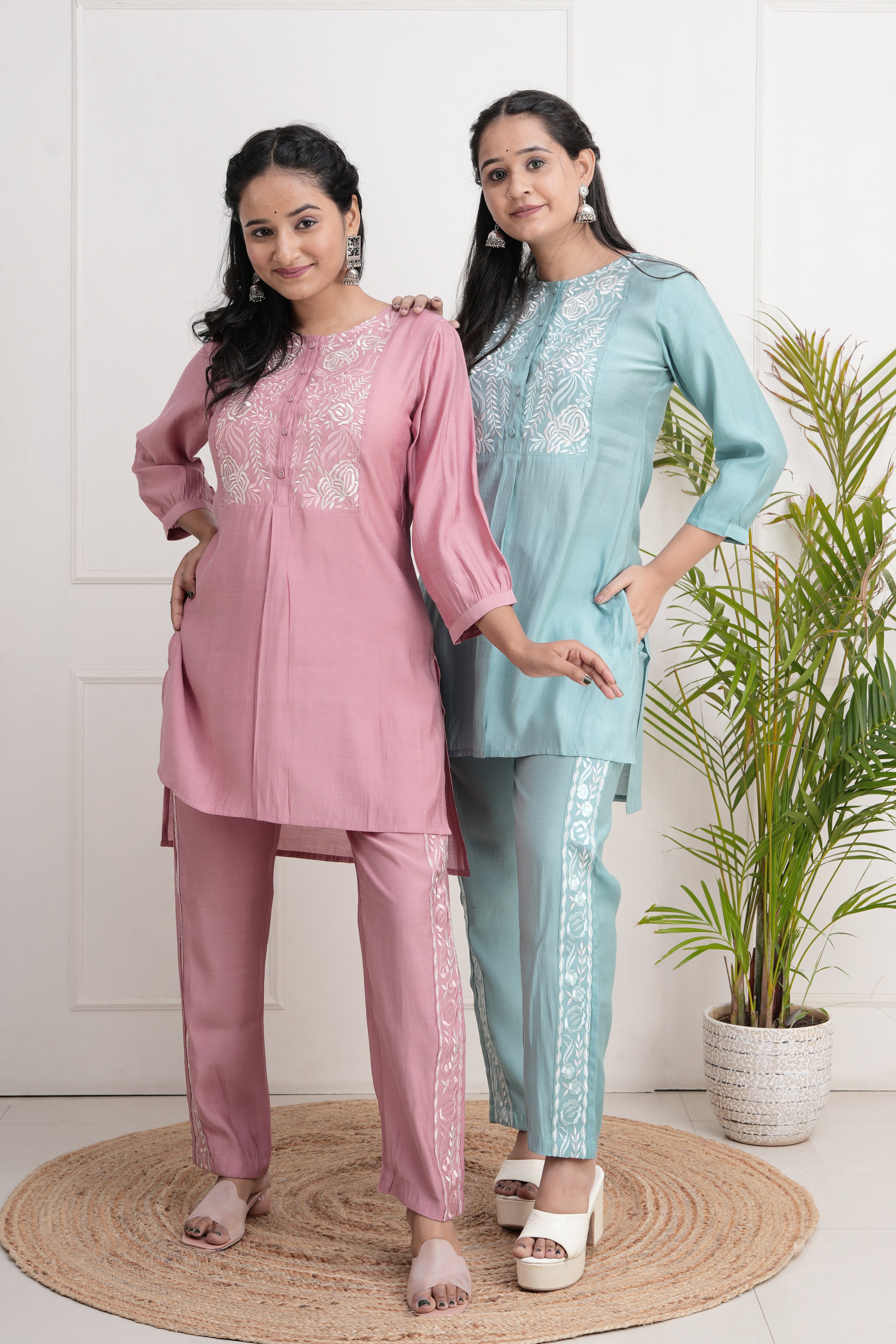 Niasa Muslin Embroidered Coord Set - The Jaipur Studio
