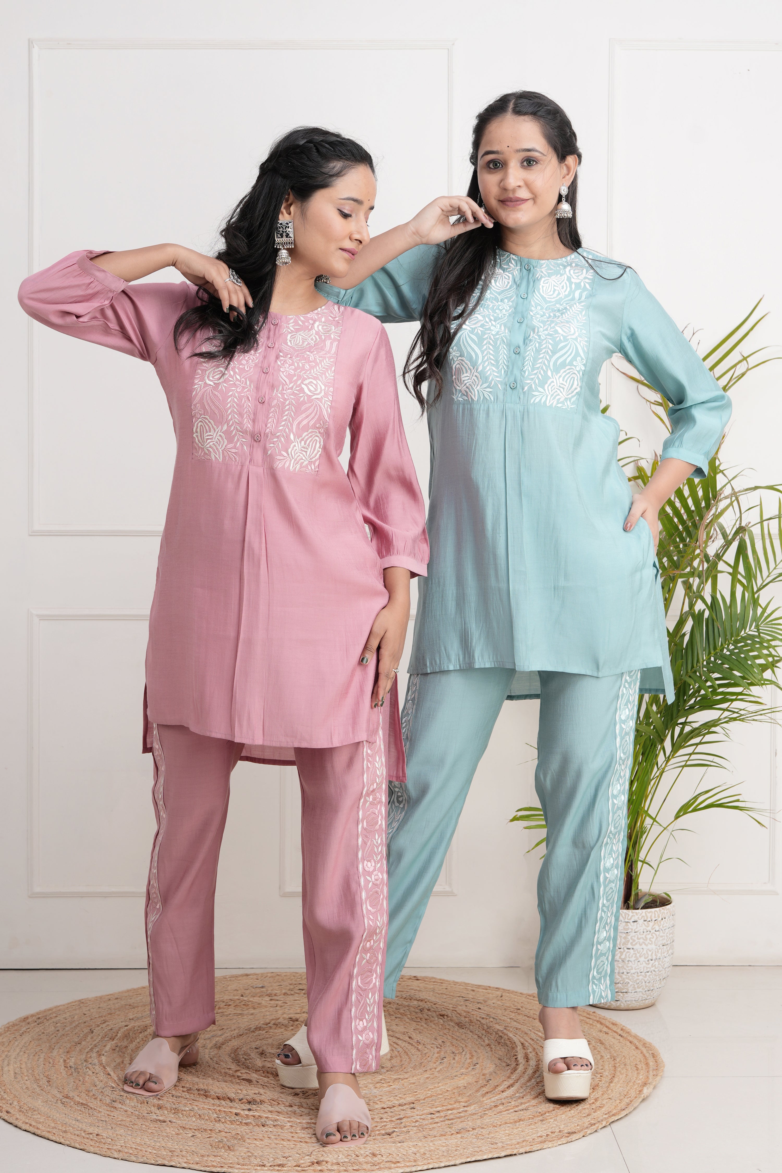 Niasa Muslin Embroidered Coord Set - The Jaipur Studio