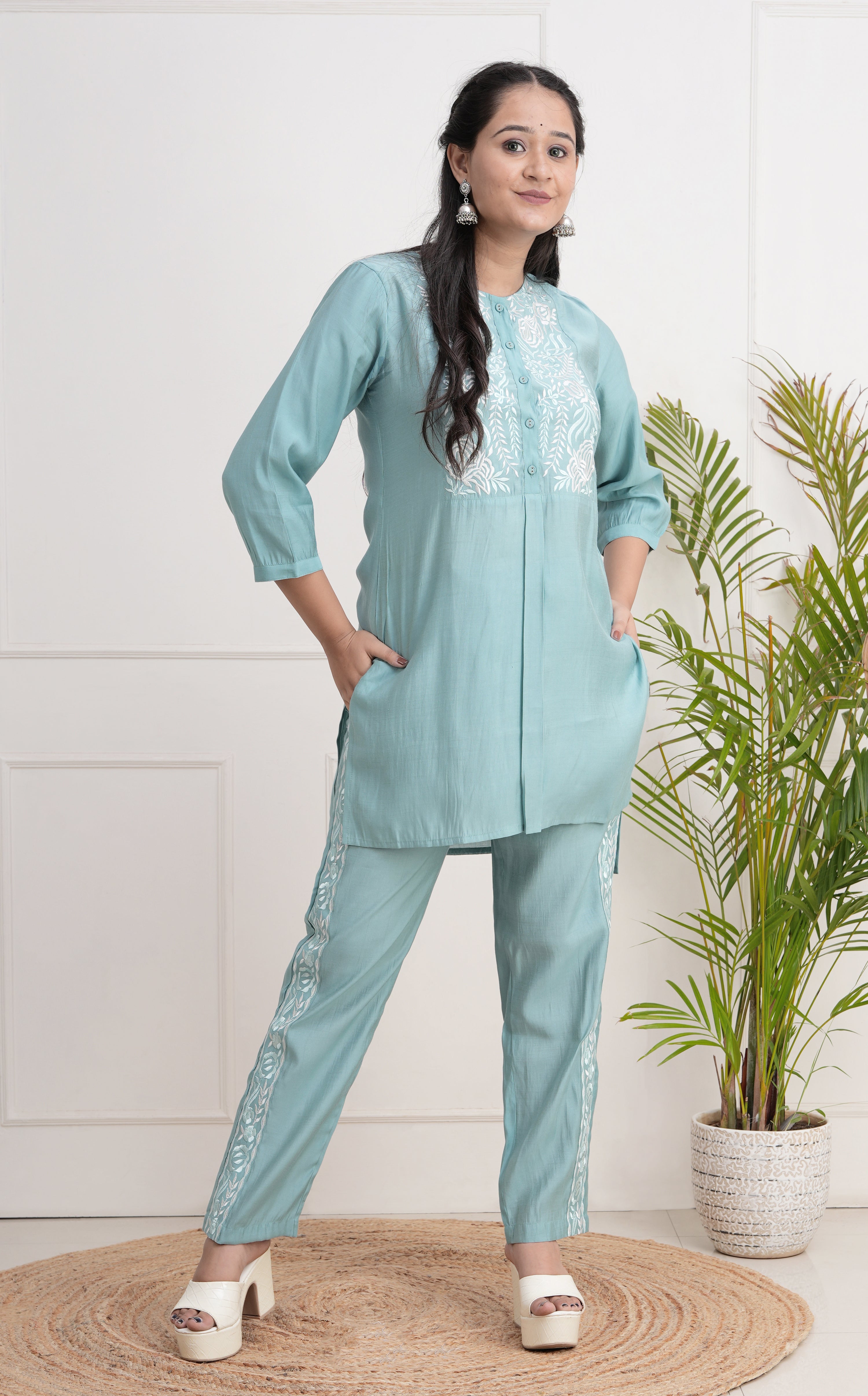 Niasa Muslin Embroidered Coord Set - The Jaipur Studio