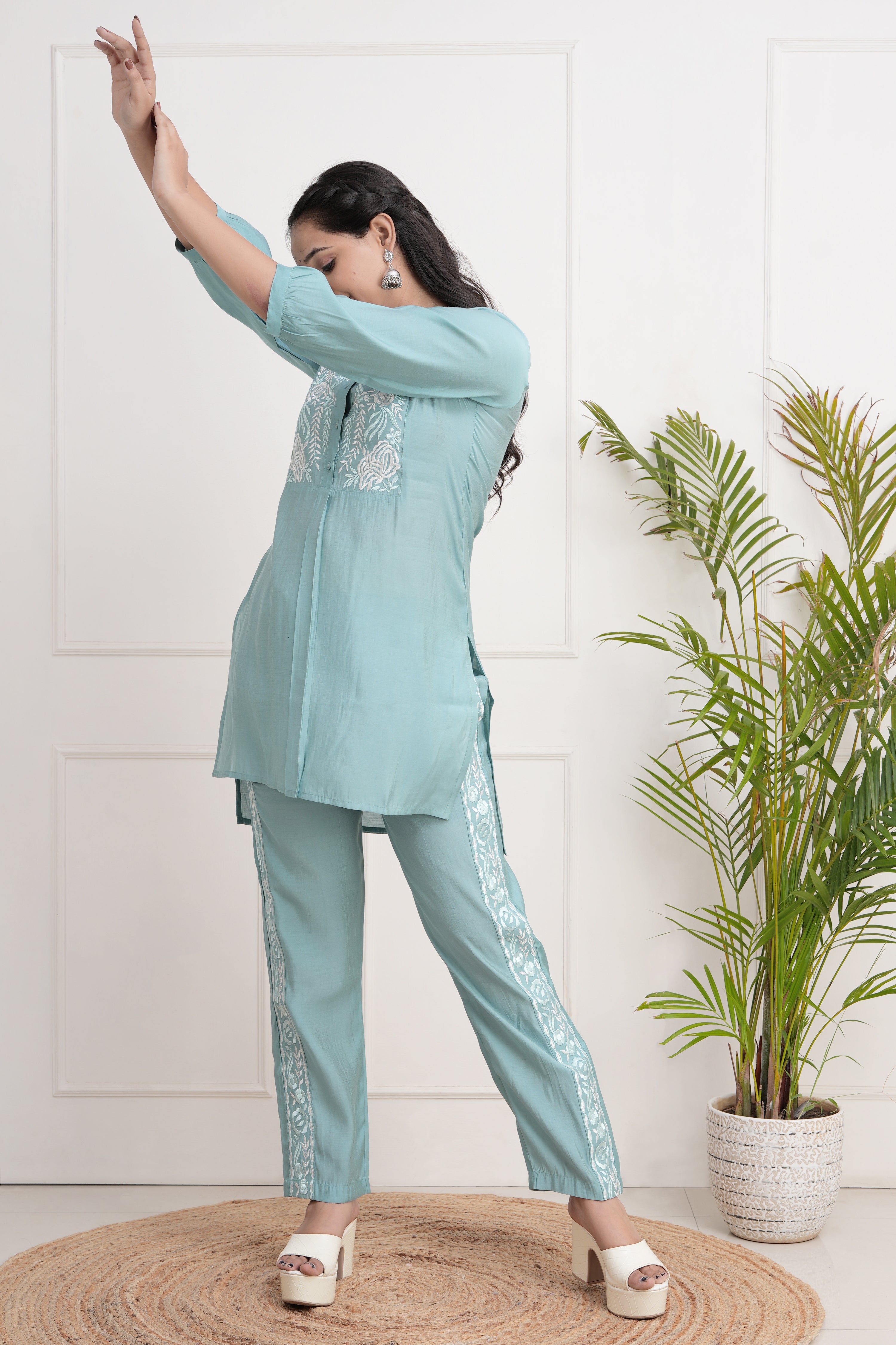 Niasa Muslin Embroidered Coord Set - The Jaipur Studio