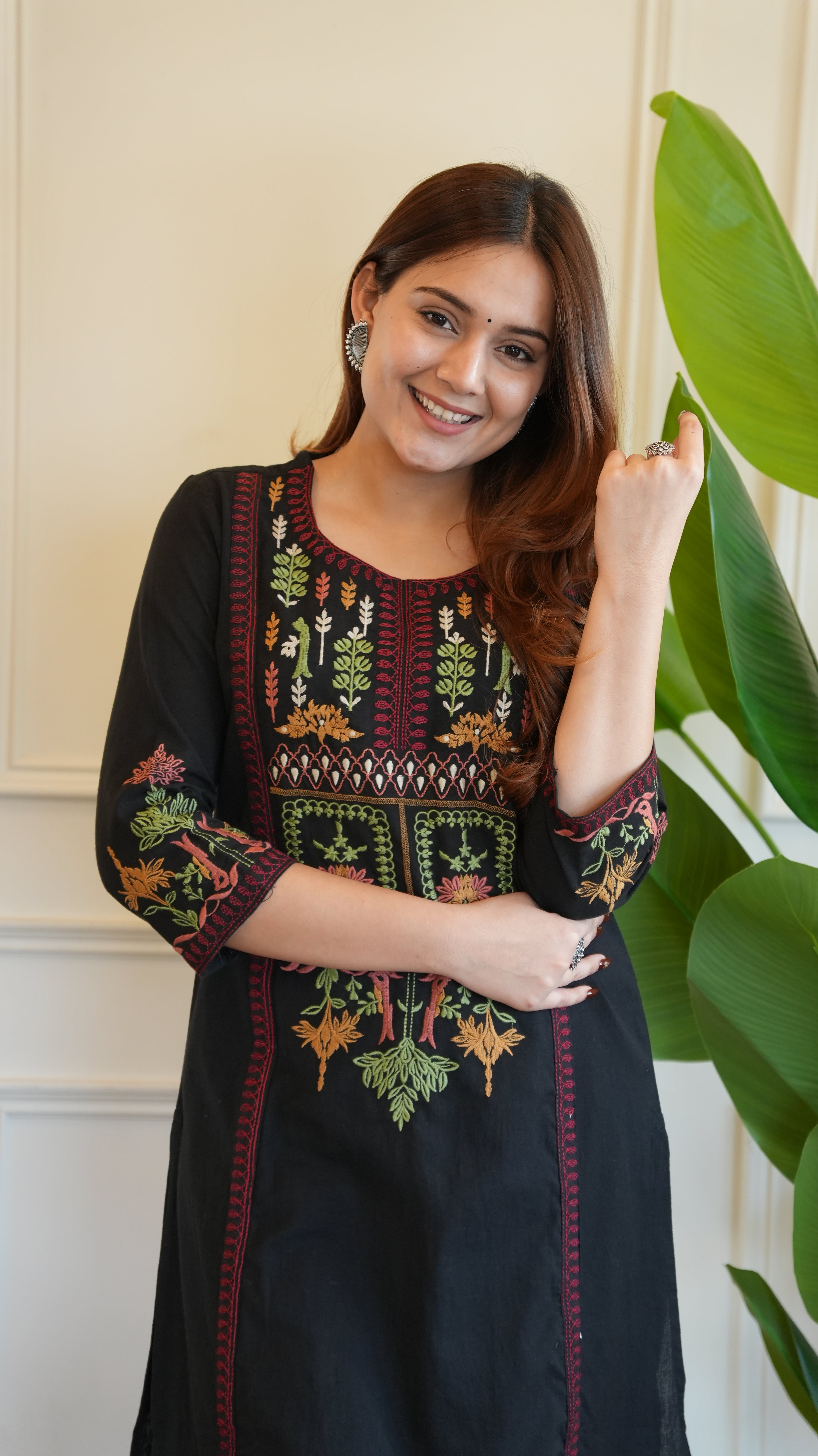 Asma Cotton Embroidered A-line Pant Set - The Jaipur Studio