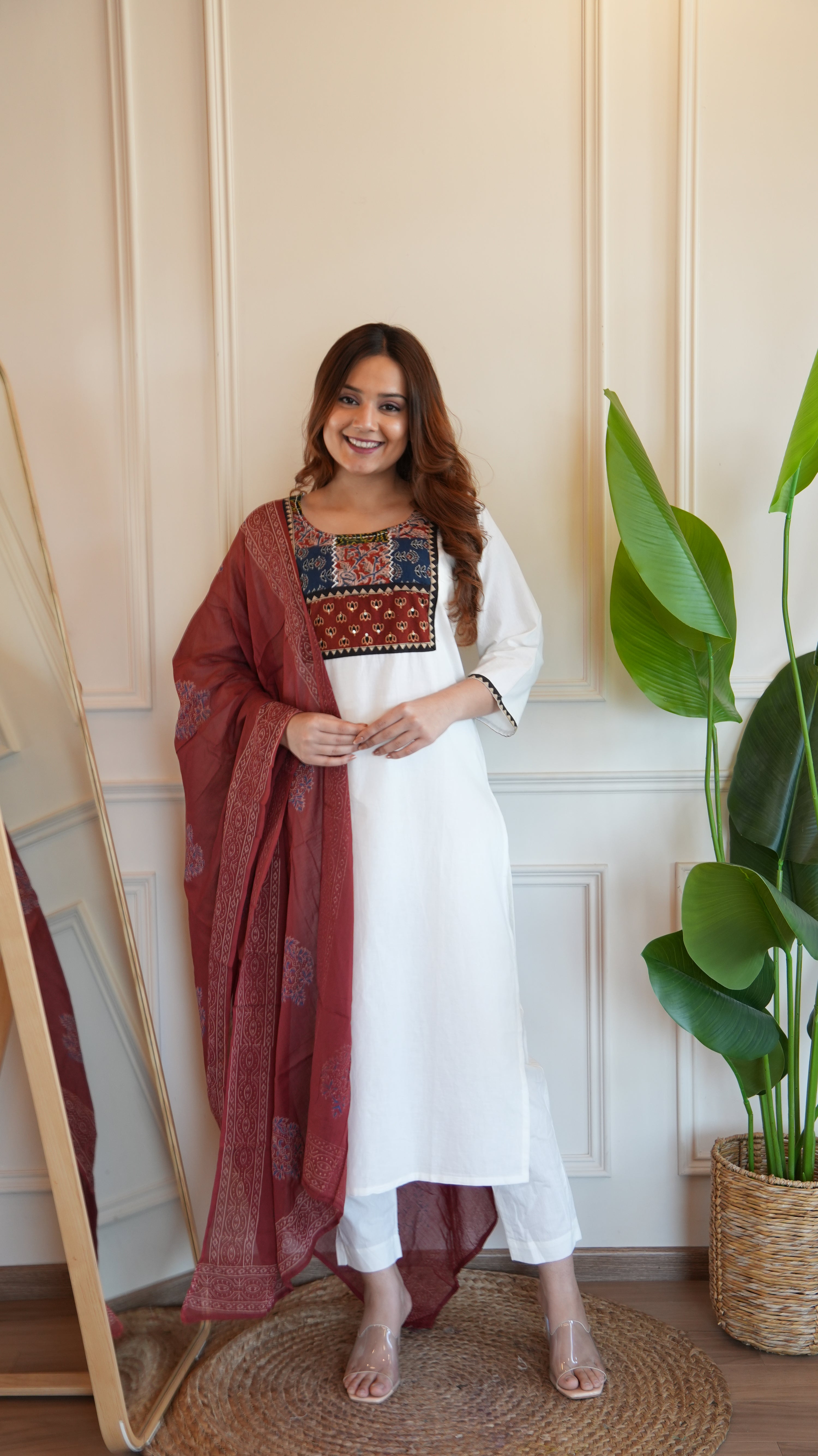 Niharika Cotton Patch Detailed Pant set - The Jaipur Studio