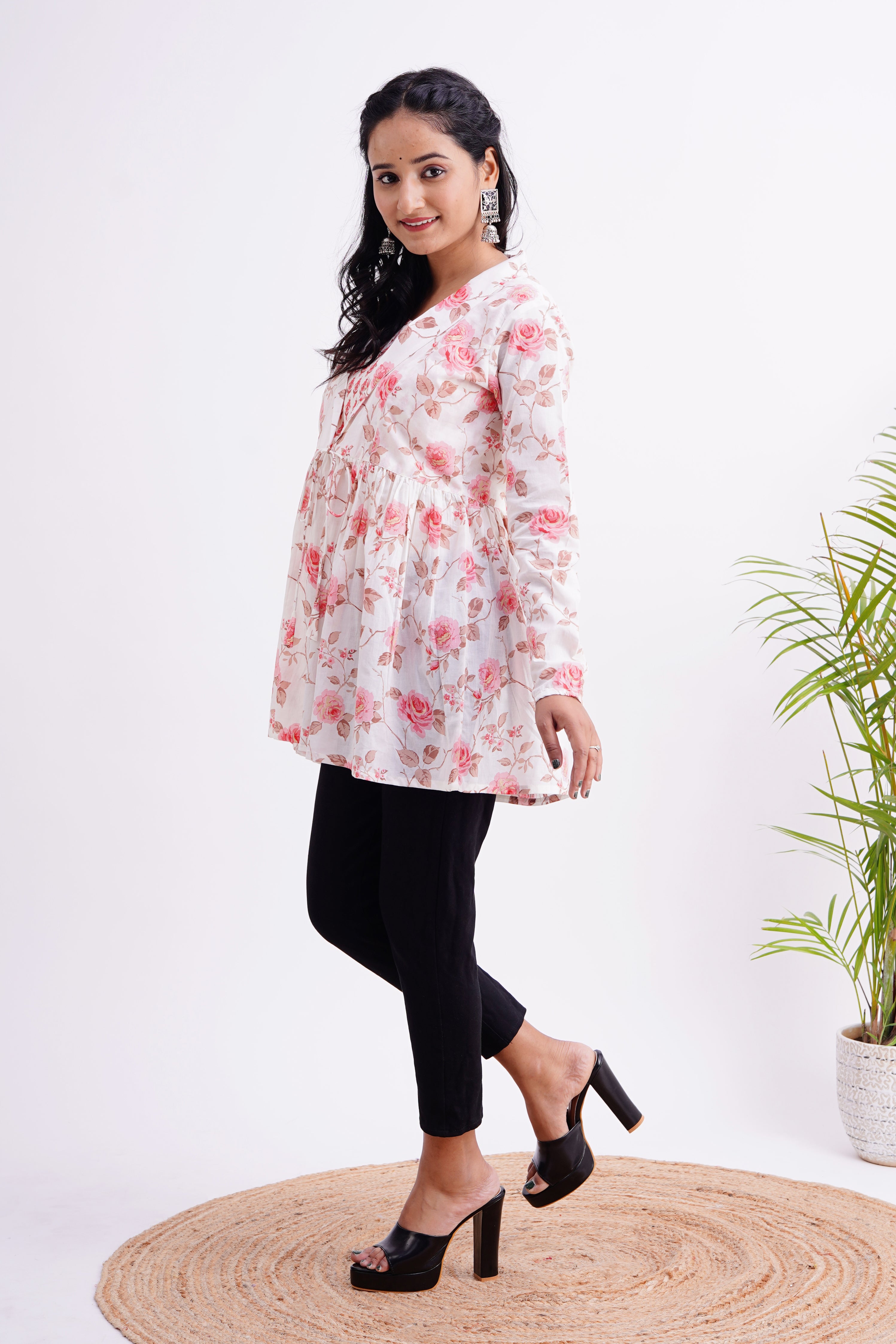 Cotton Double Layer Casual Short Top - The Jaipur Studio