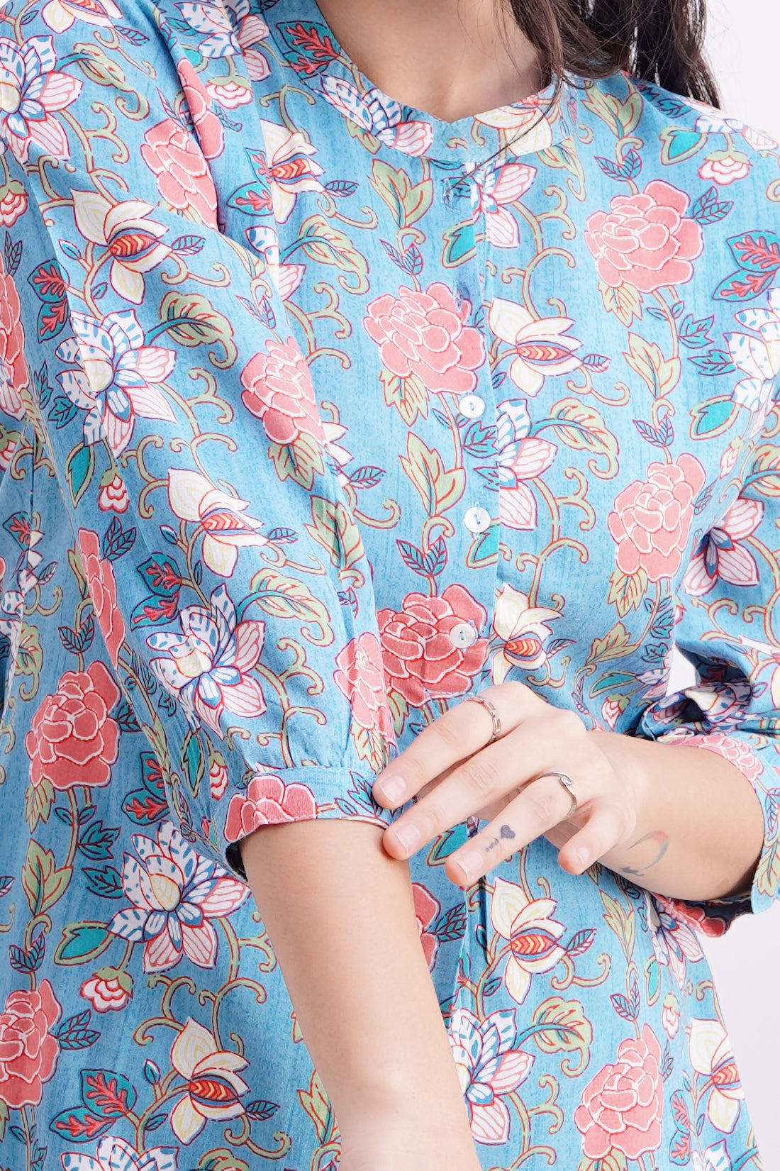 Breathable Rayon Casual Short Top Blue - The Jaipur Studio