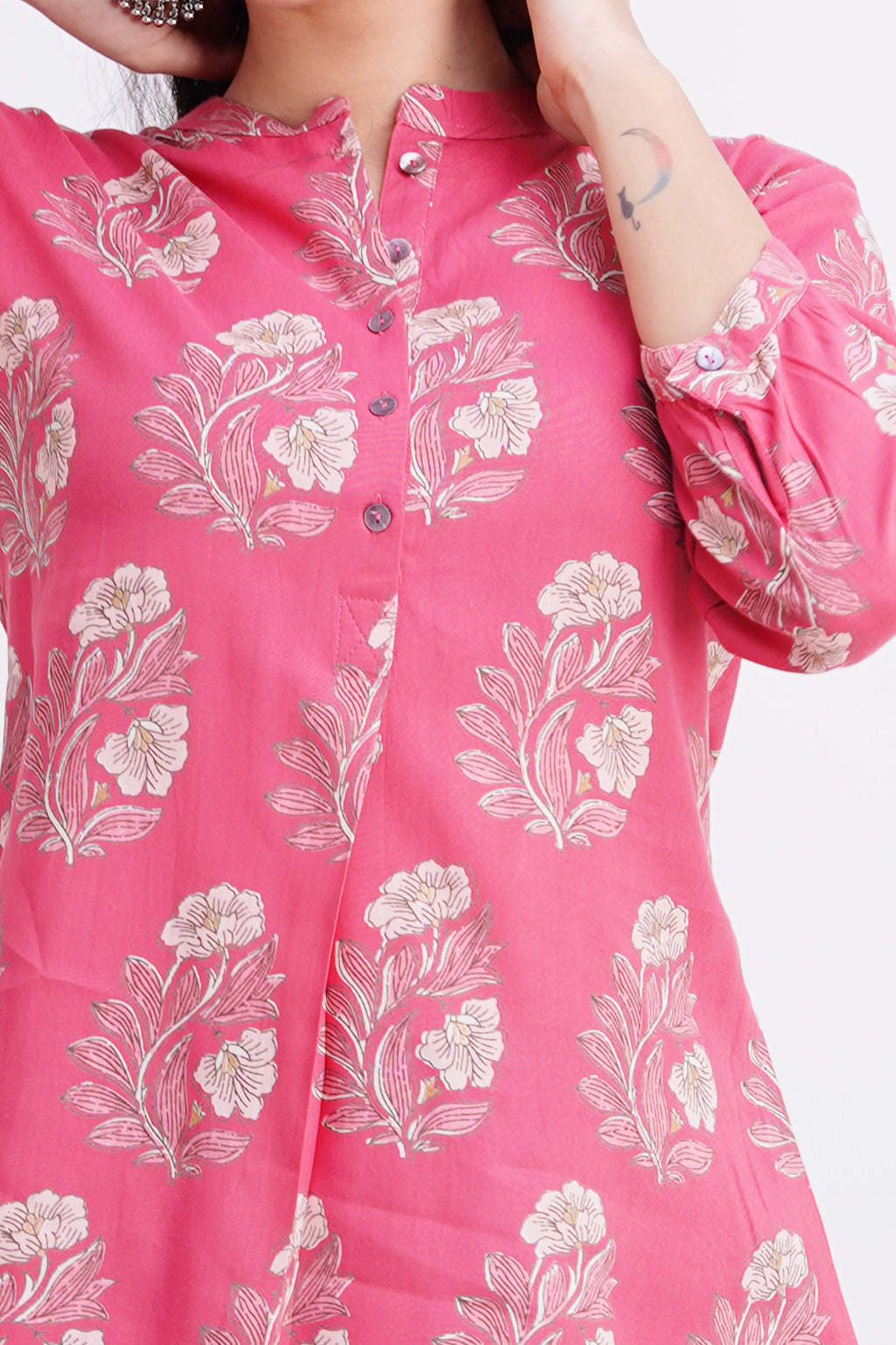 Breathable Rayon Casual Short Top Pink - The Jaipur Studio