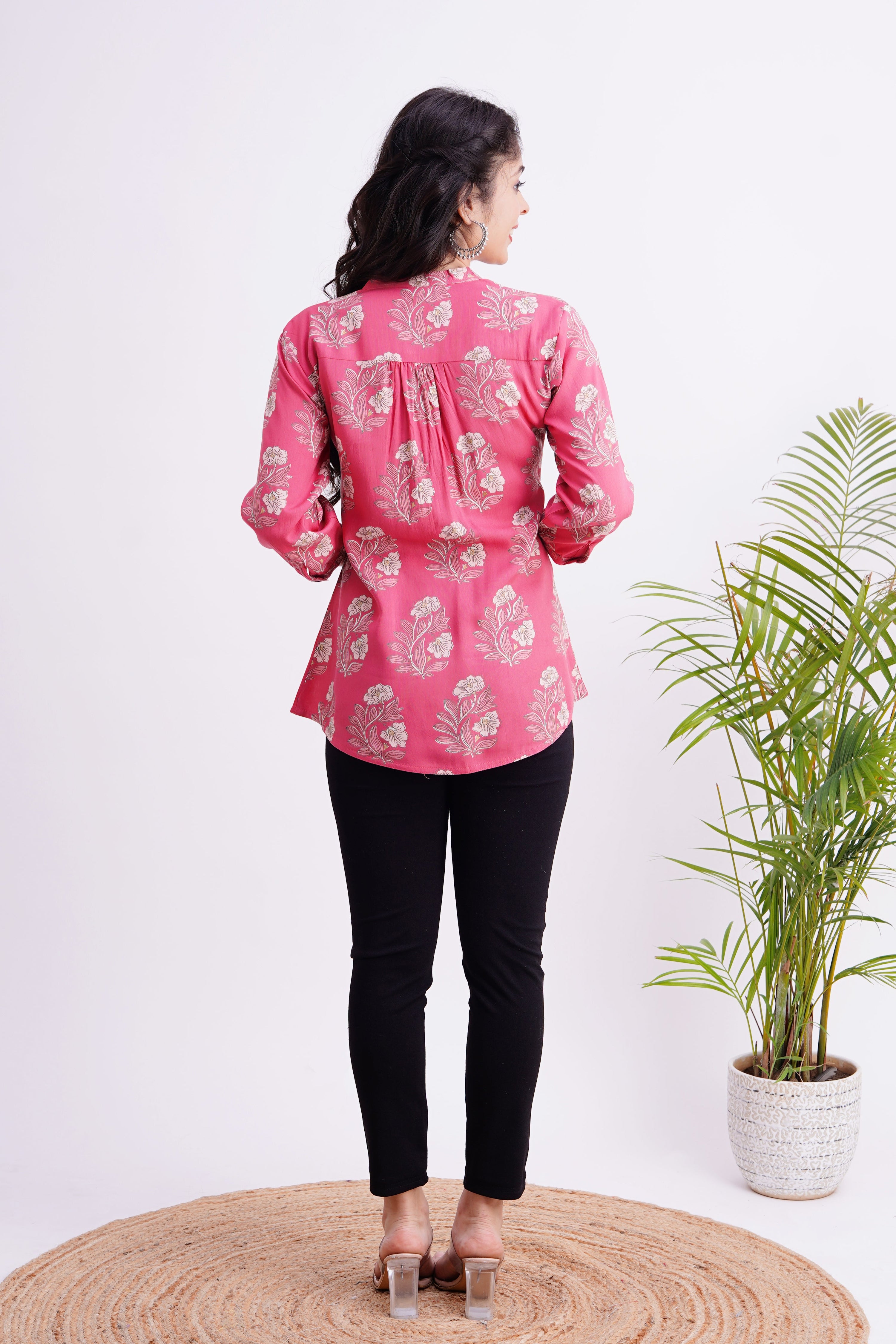 Breathable Rayon Casual Short Top Pink - The Jaipur Studio